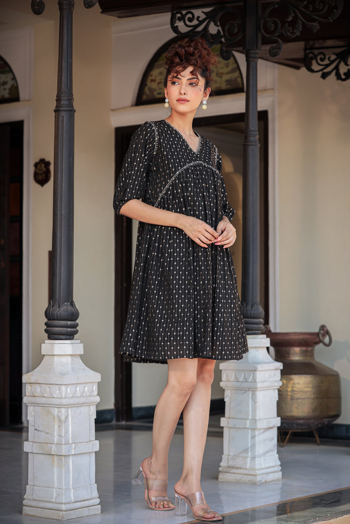 Buy MySilkLove Midnight Black Thread Handmade Embroidery Dress Online