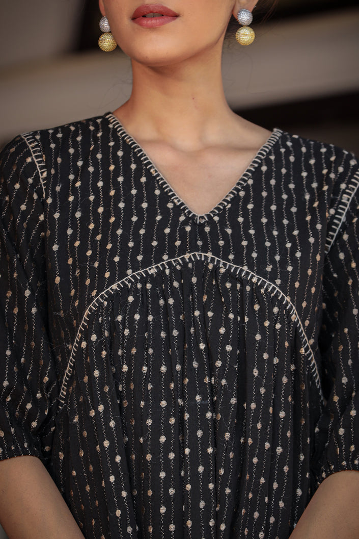 Buy MySilkLove Midnight Black Thread Handmade Embroidery Dress Online
