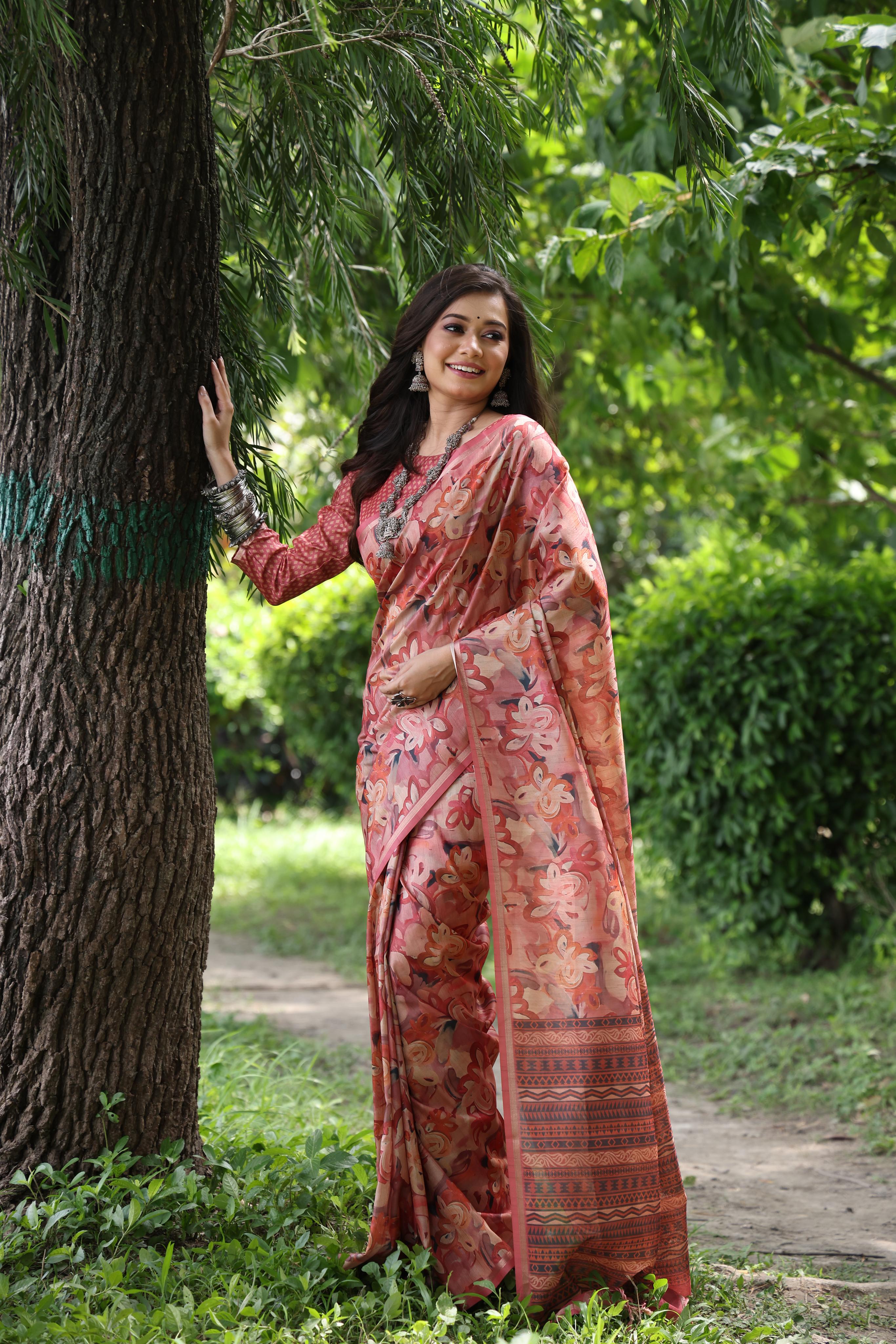 Buy MySilkLove Camel Brown Tussar Silk Saree Online