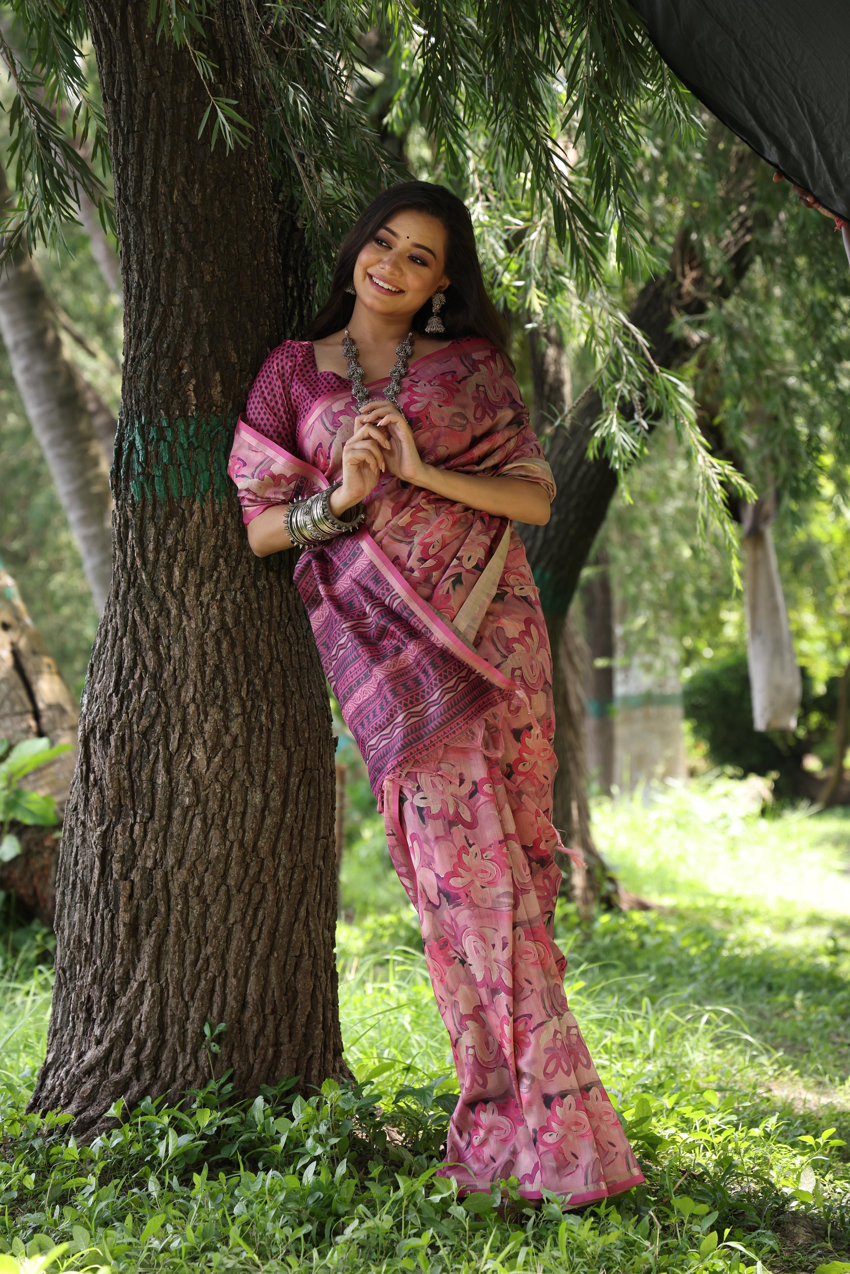 Buy MySilkLove Old Pink Tussar Silk Saree Online