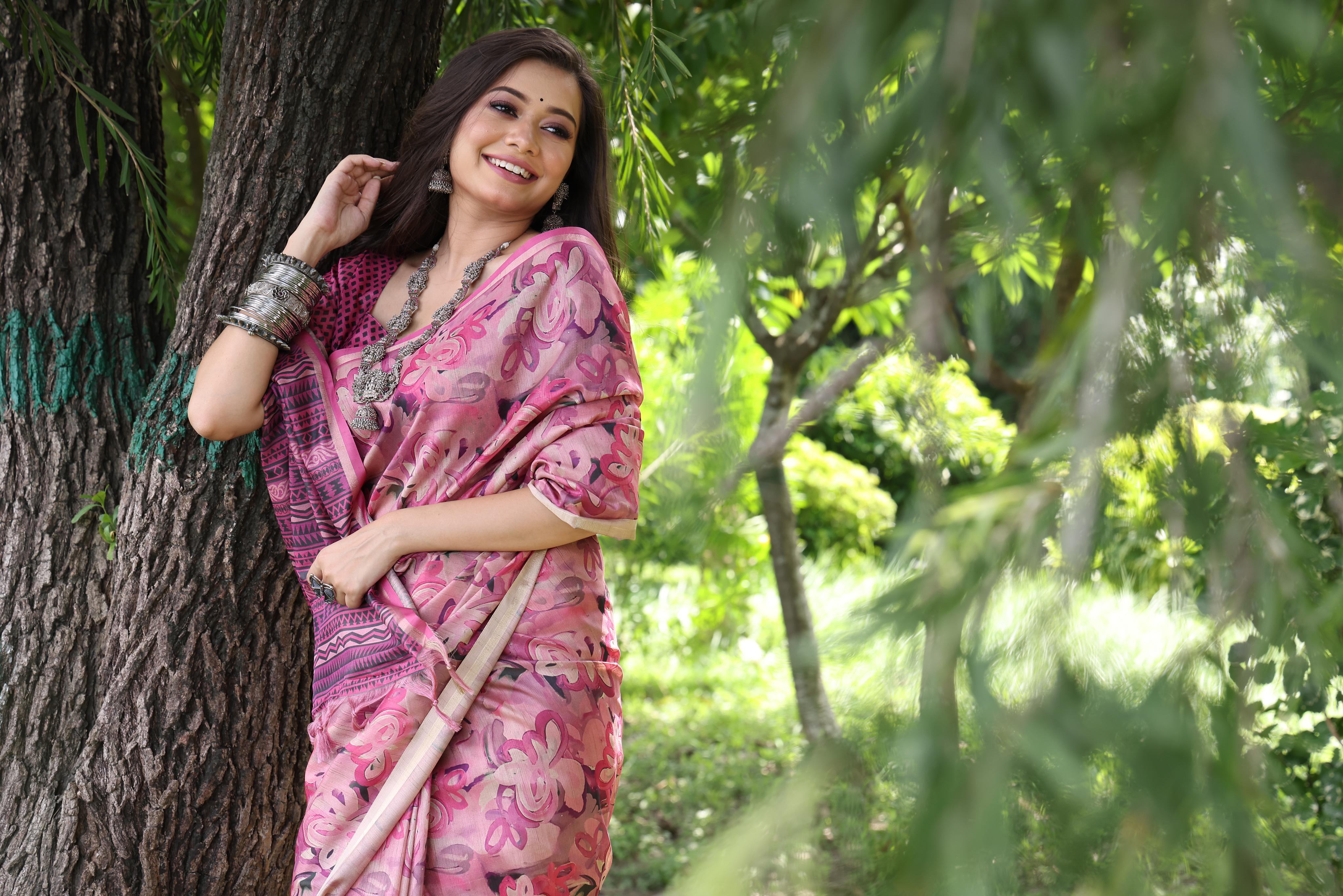 Buy MySilkLove Old Pink Tussar Silk Saree Online