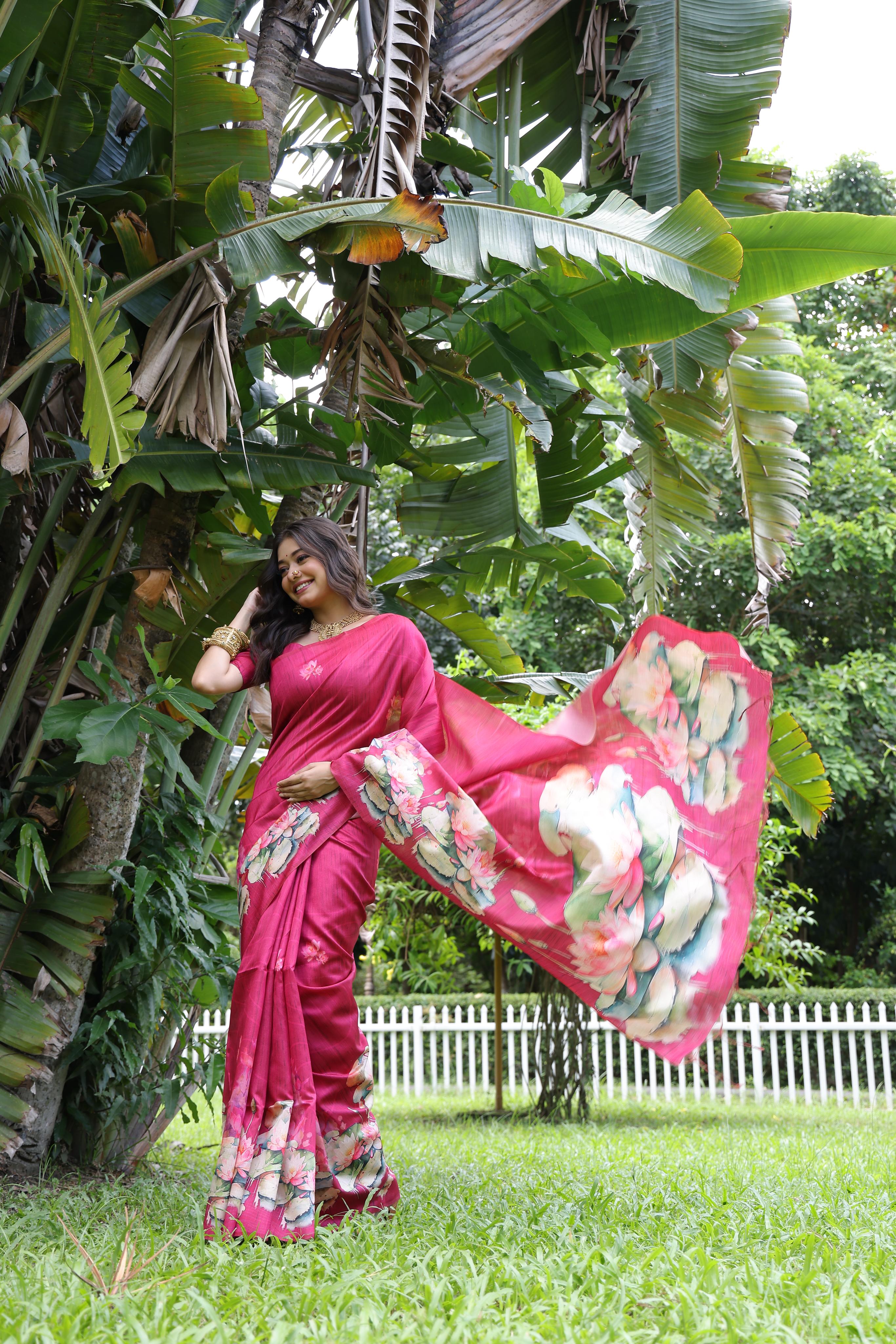 Buy MySilkLove Burnt Pink Tussar Silk Saree Online