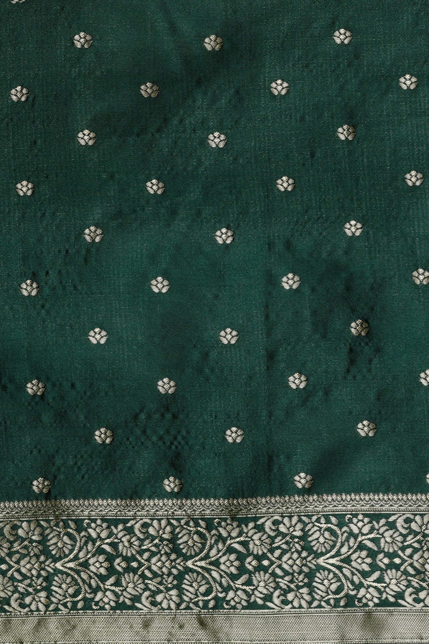 Buy MySilkLove Hunter Green Woven Jacquard Lichi Silk Saree Online