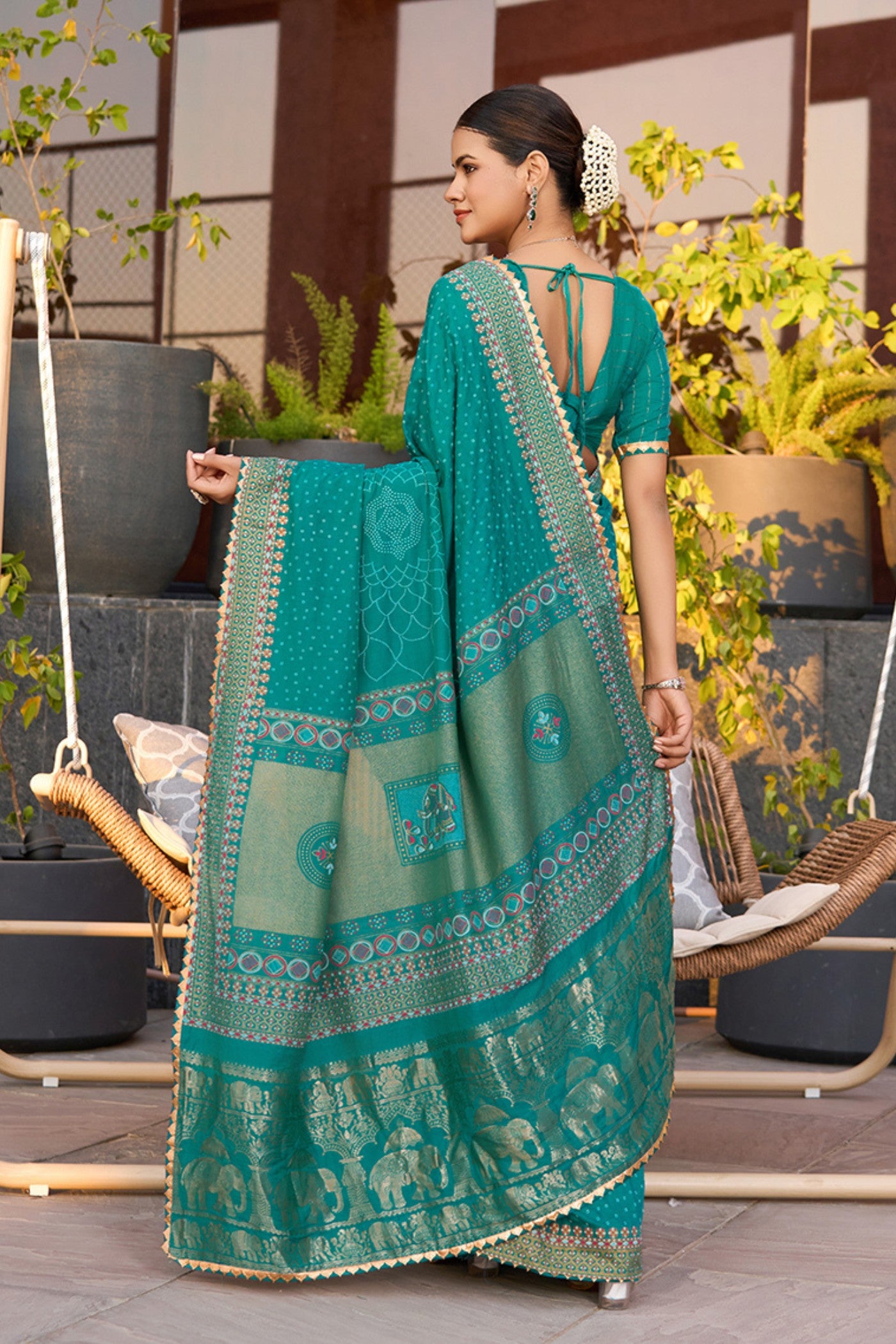 Buy MySilkLove Cadmium Green Printed Cotton Saree Online