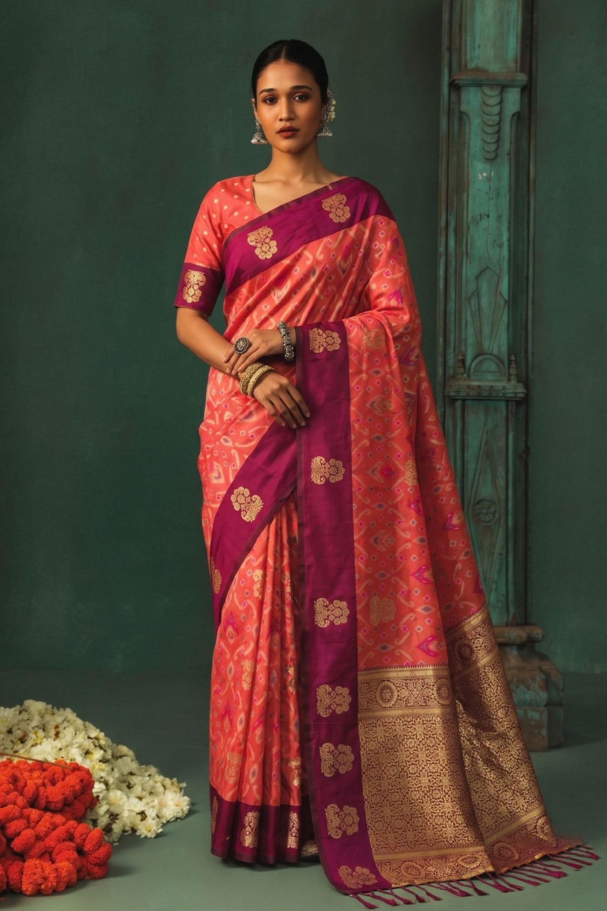 Buy MySilkLove Cranberry Red Woven Banarasi Silk Saree Online