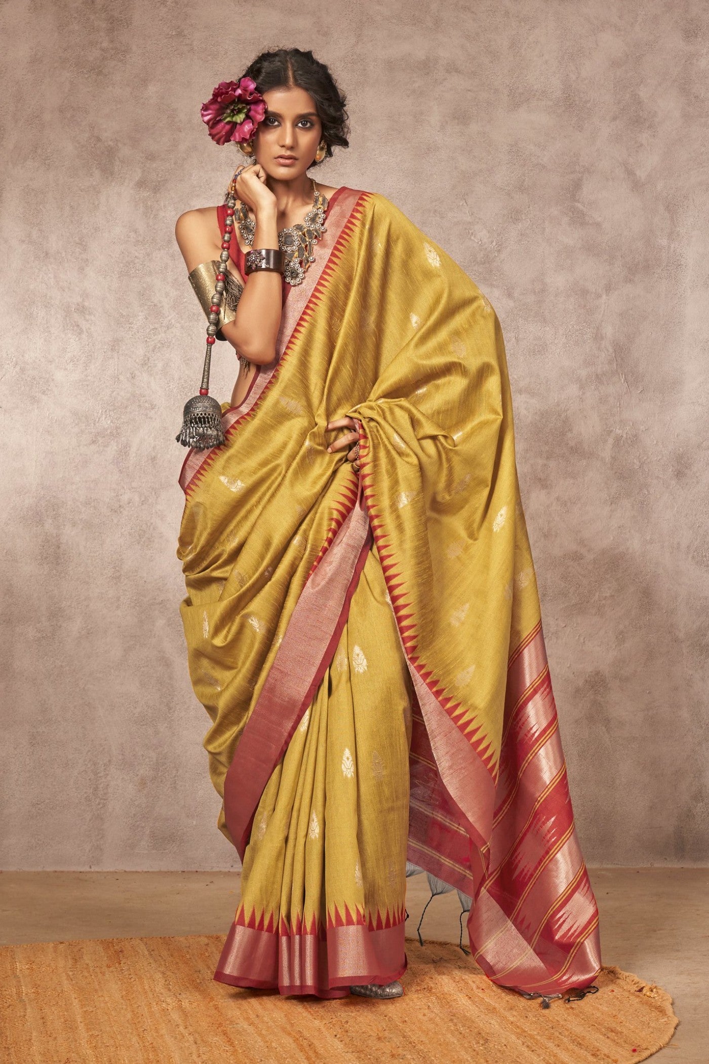 Buy MySilkLove Allamanda Yellow Bhagalpuri Handloom Saree Online