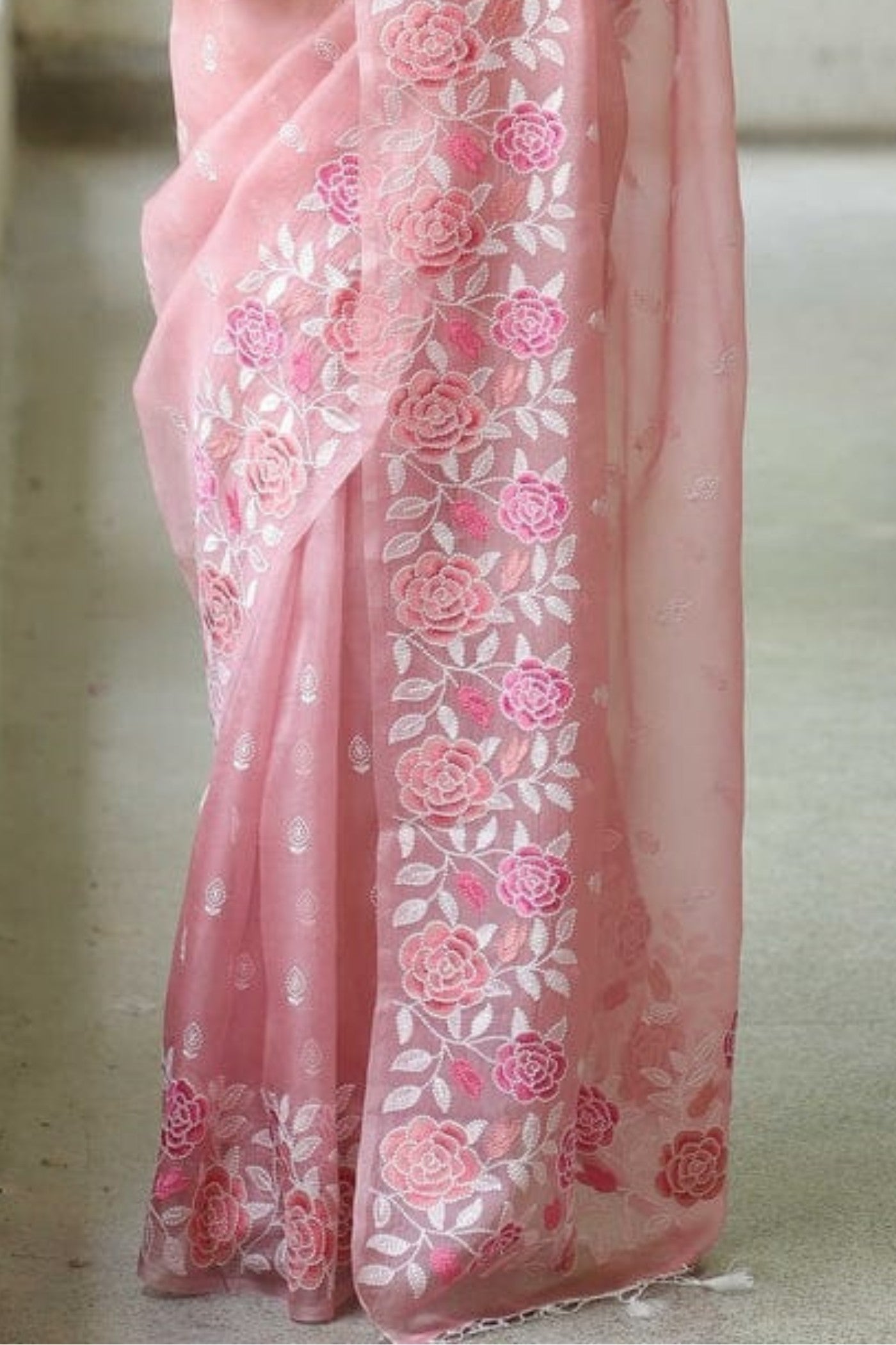 Buy MySilkLove Beauty Pink Organza Partywar Saree Online