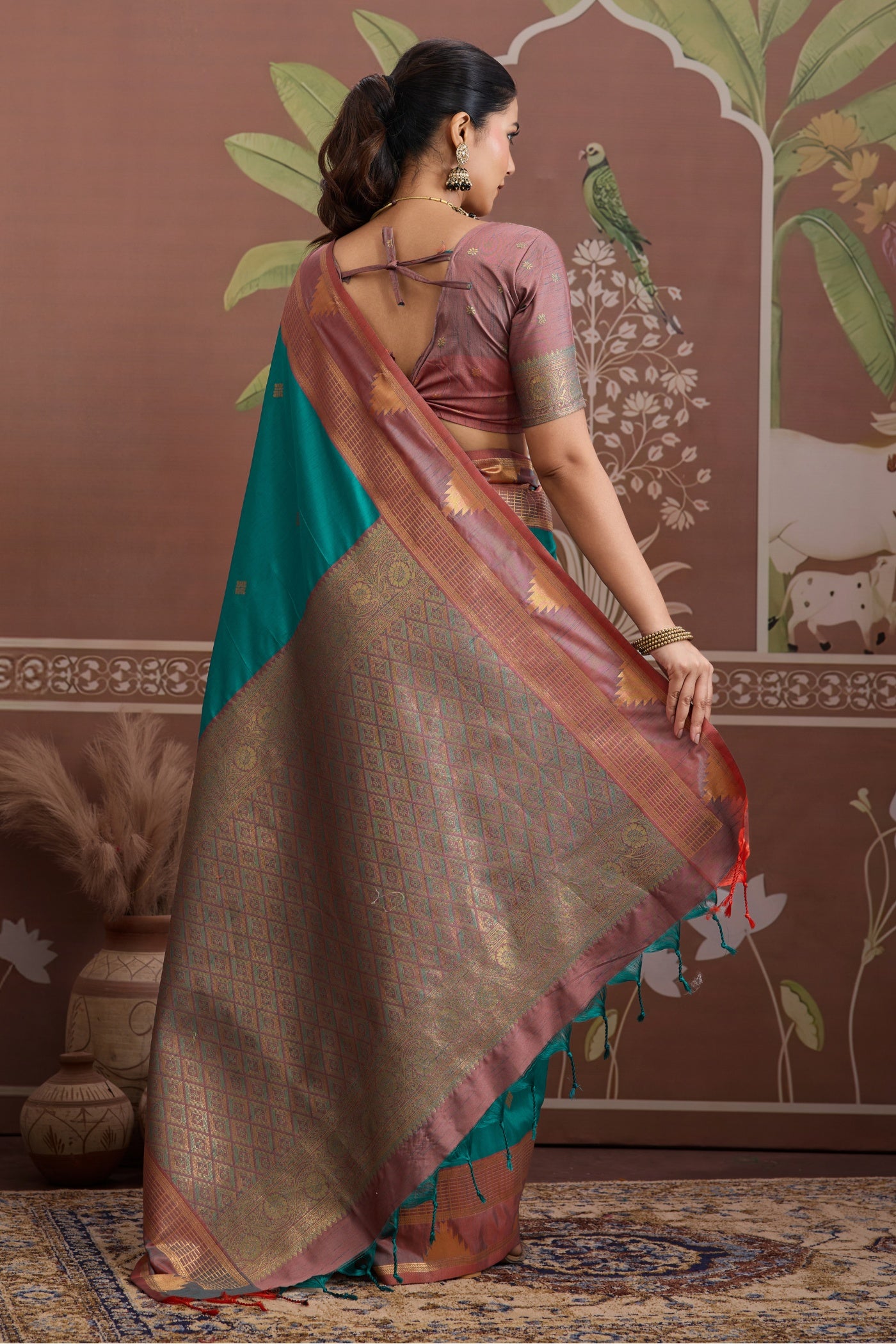 Buy MySilkLove Winter Green Handloom Tussar Silk Saree Online