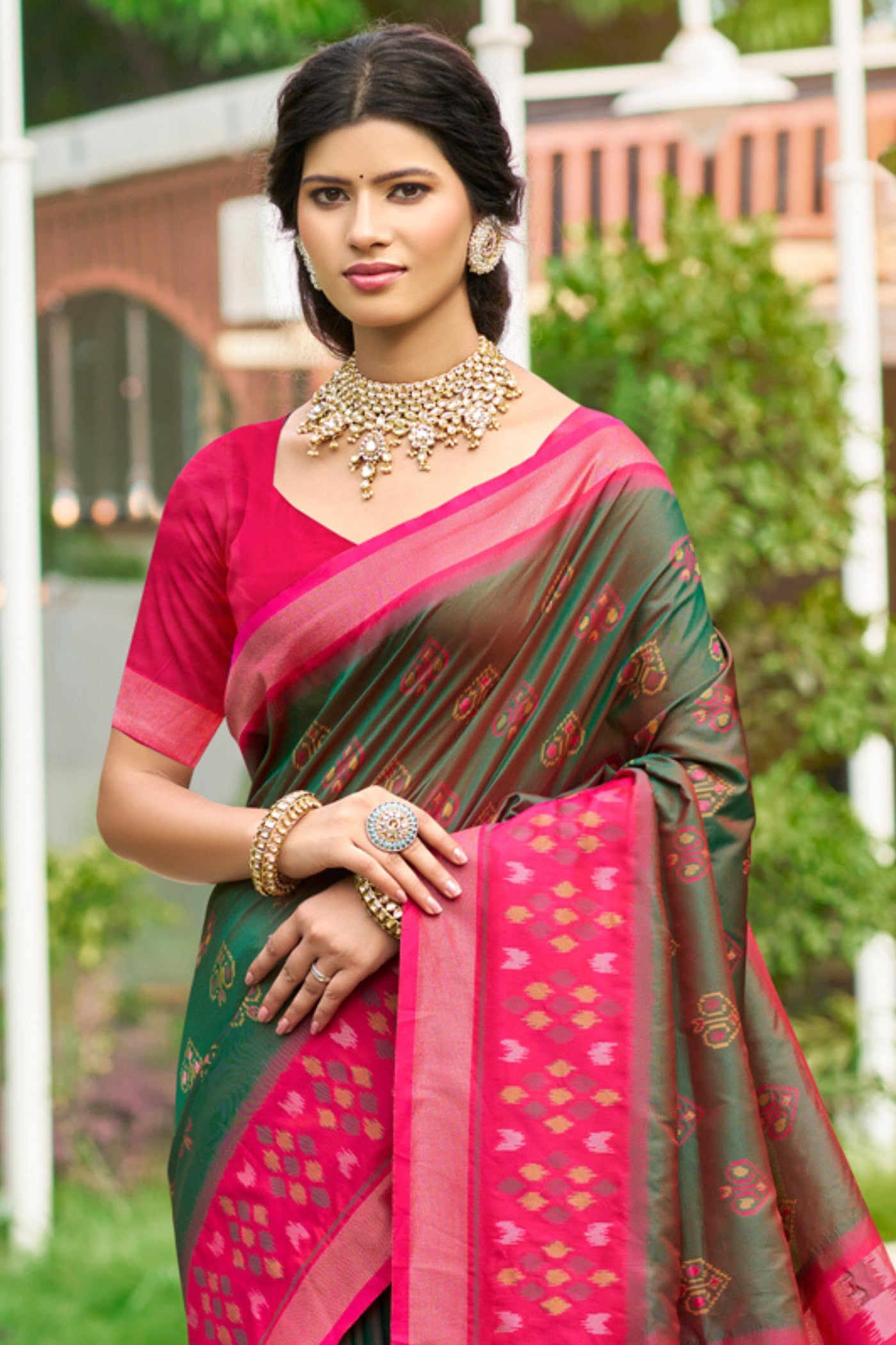 Buy MySilkLove Aqua Green Ikkat Soft Silk Saree Online