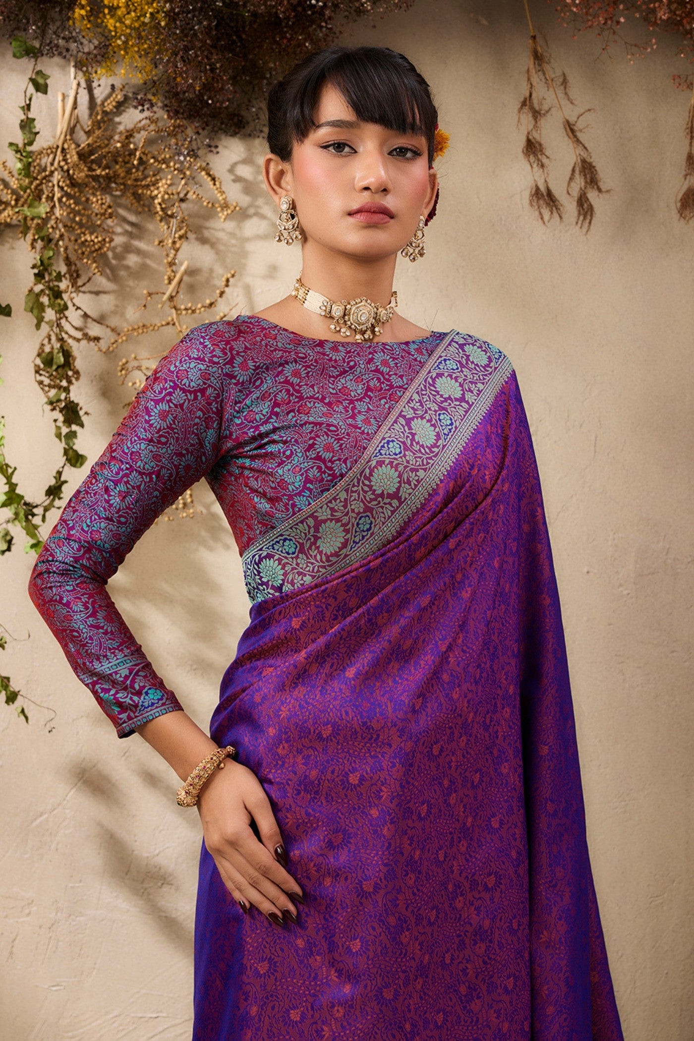 Buy MySilkLove Boysenberry Purple Woven Kanjivaram Saree Online