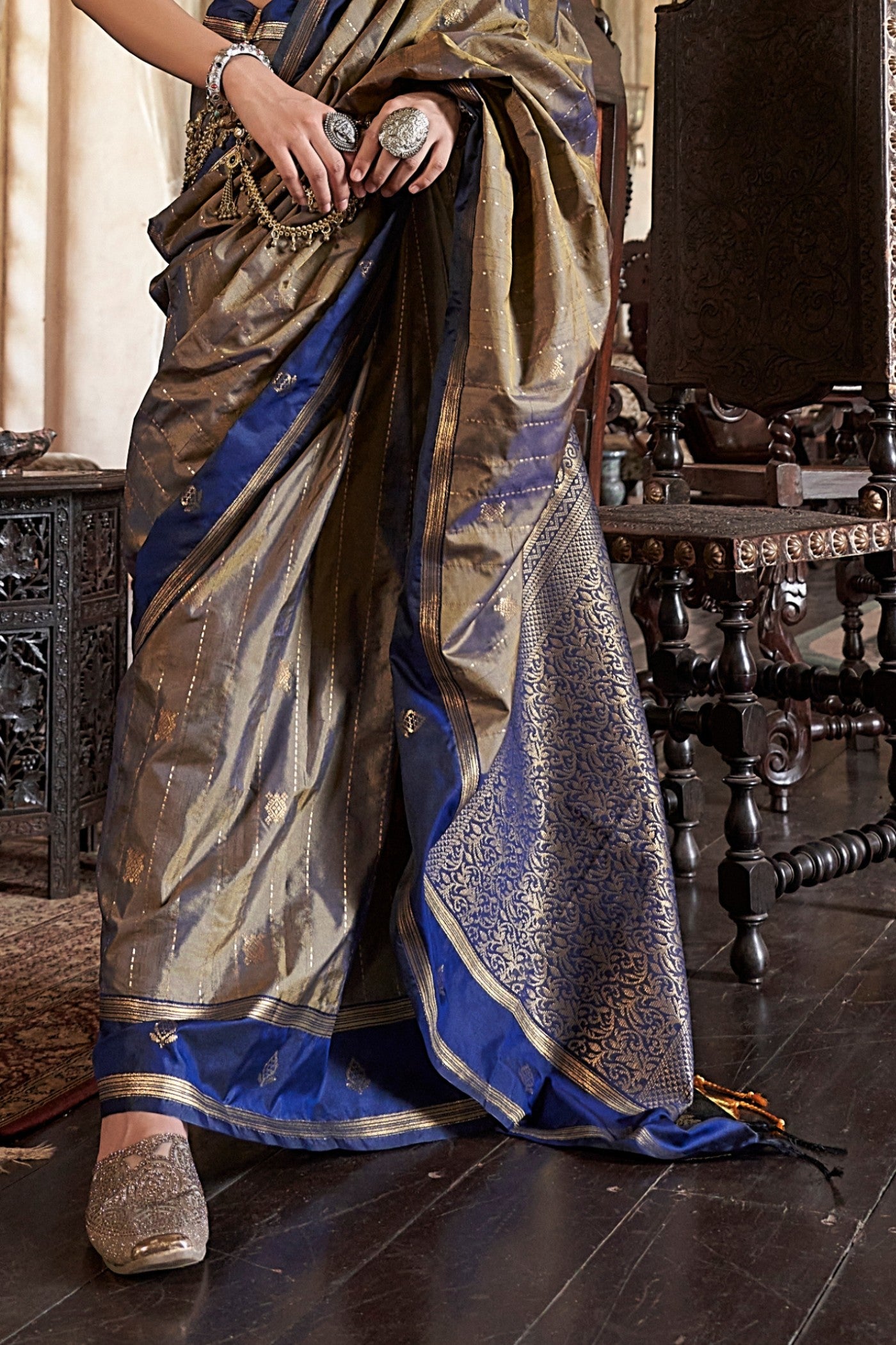 Buy MySilkLove Rust Brown Tussar Handloom Silk Saree Online