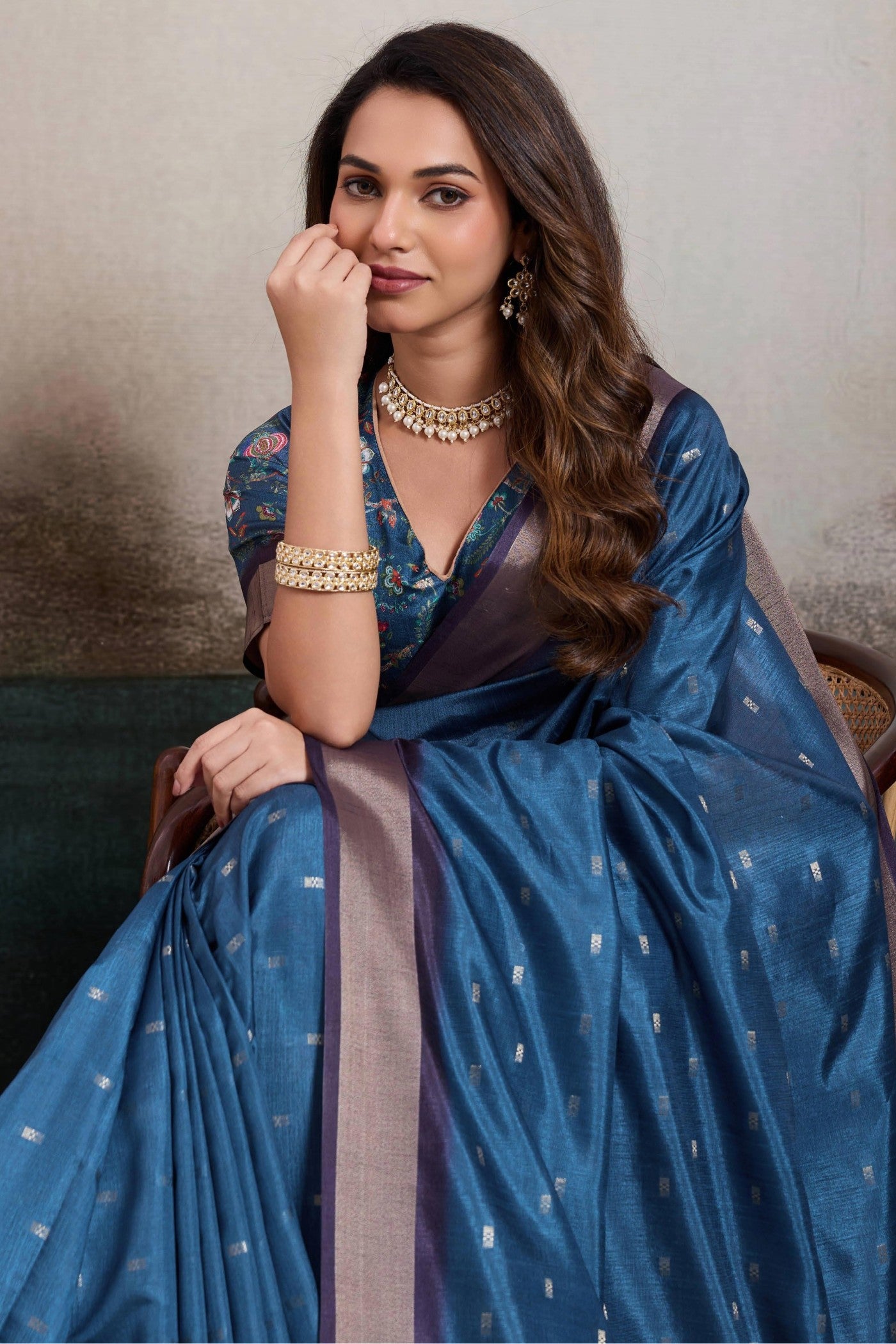 Buy MySilkLove Savoy Blue Digital Printed Saree Online