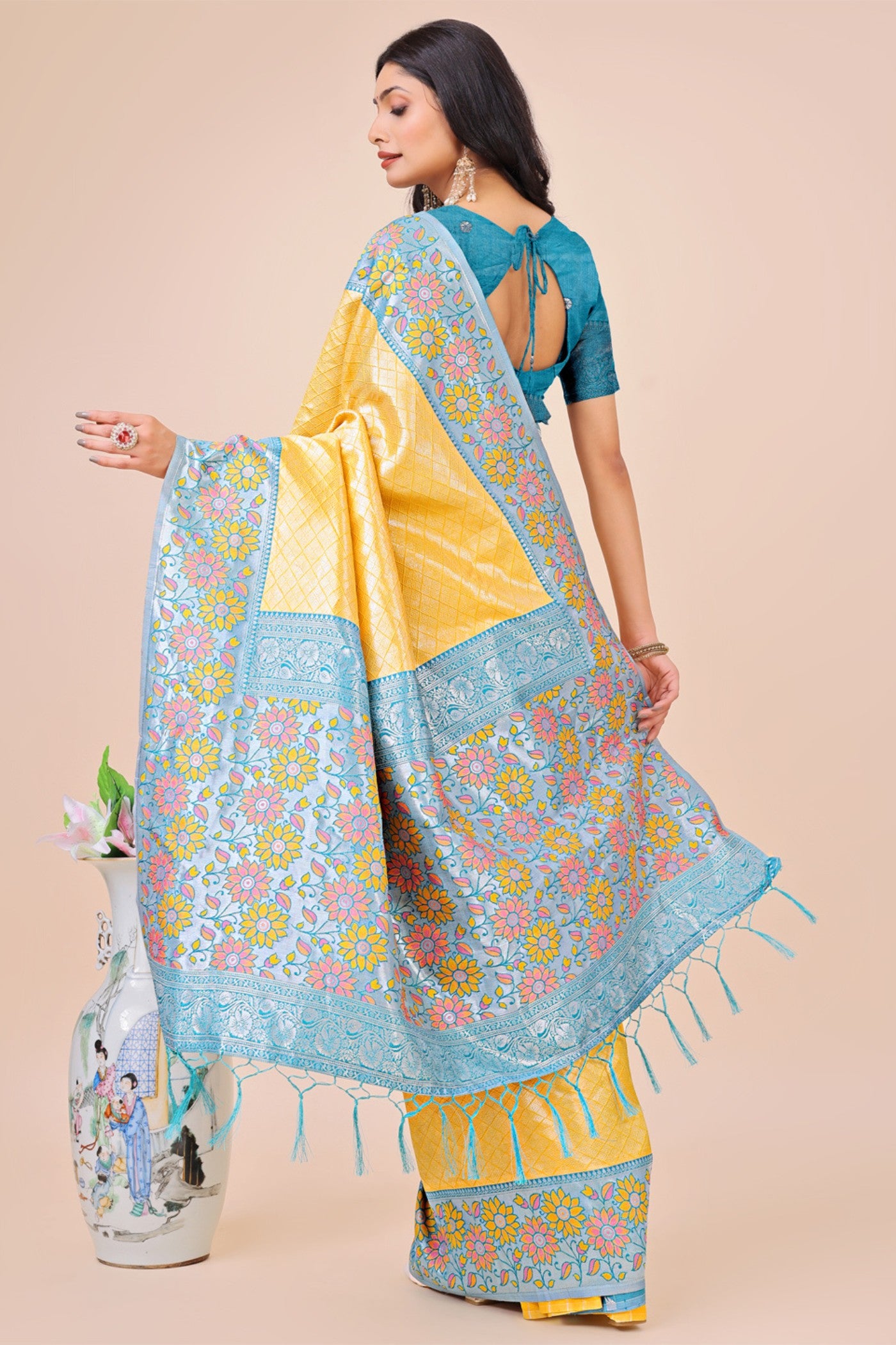 Buy MySilkLove Minion Yellow Woven Banarasi Saree Online
