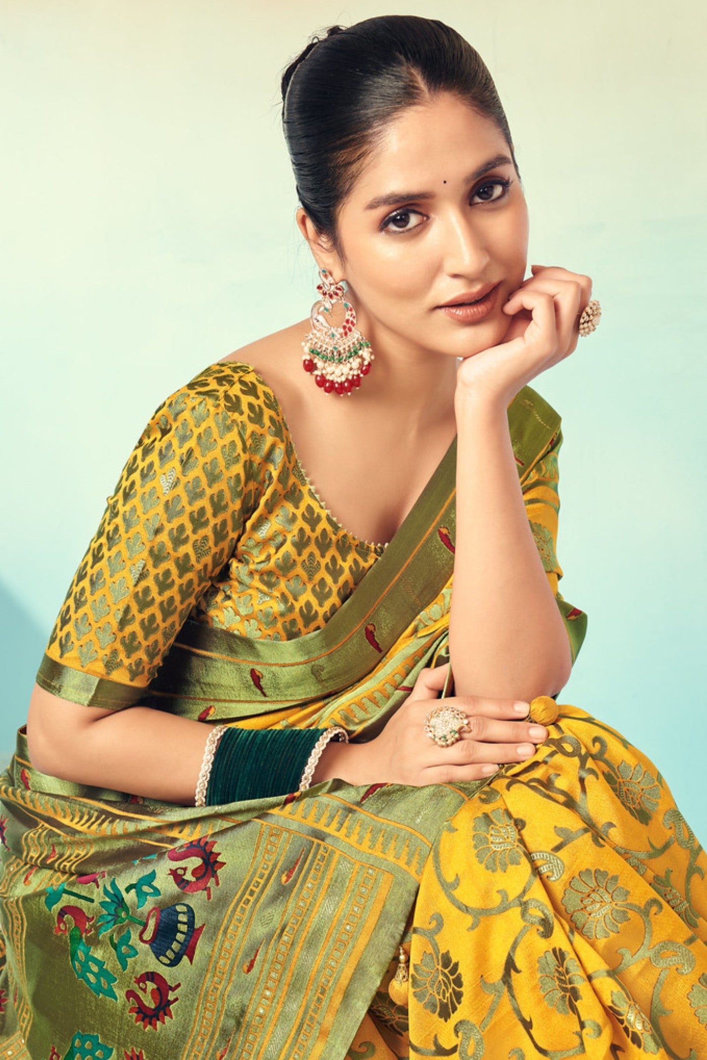 Buy MySilkLove Tulip Yellow Designer Banarasi Georgette Saree Online