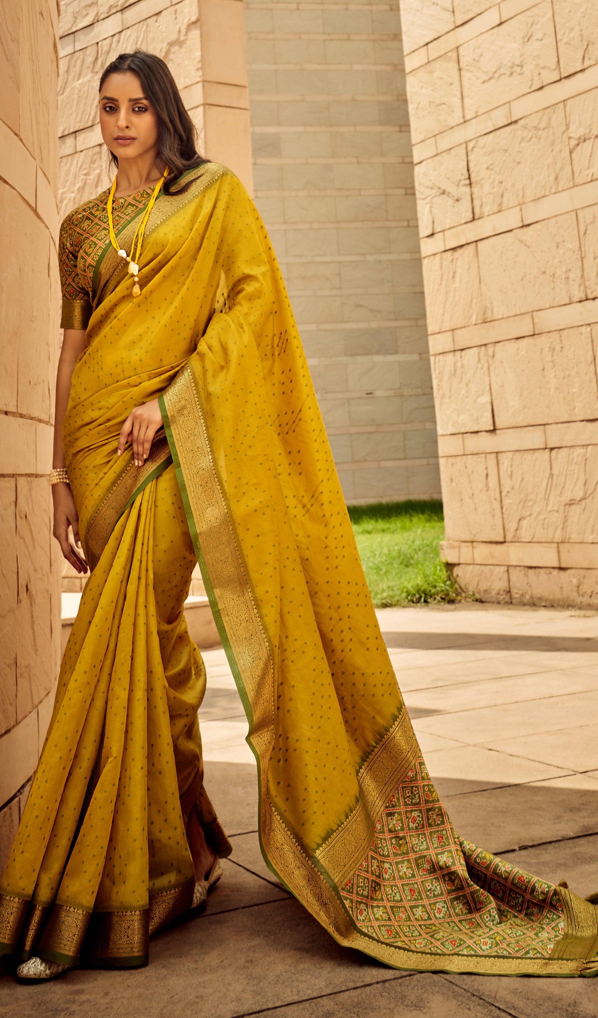 Buy MySilkLove Gamboge Yellow Woven Banarasi Handloom Silk Saree Online