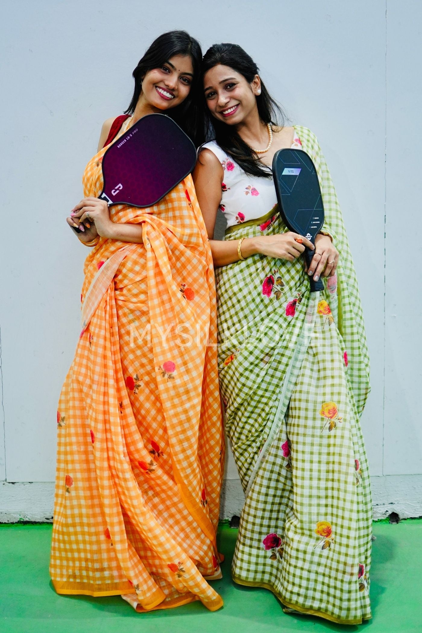 Buy MySilkLove Pista Green Soft Linen Cotton Printed Saree Without Blouse Online
