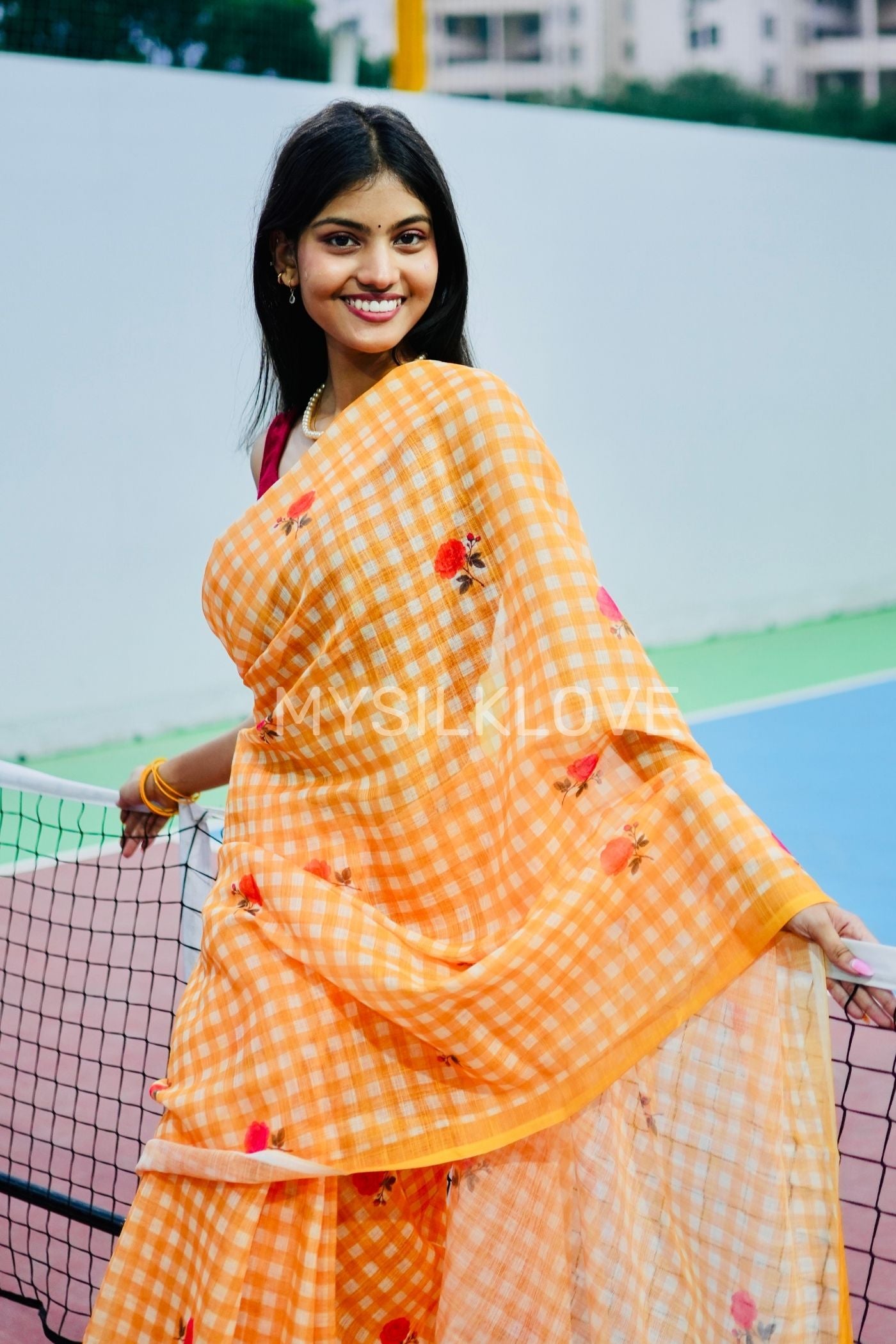 MySilkLove Jonquil Yellow Soft Linen Cotton Printed Saree