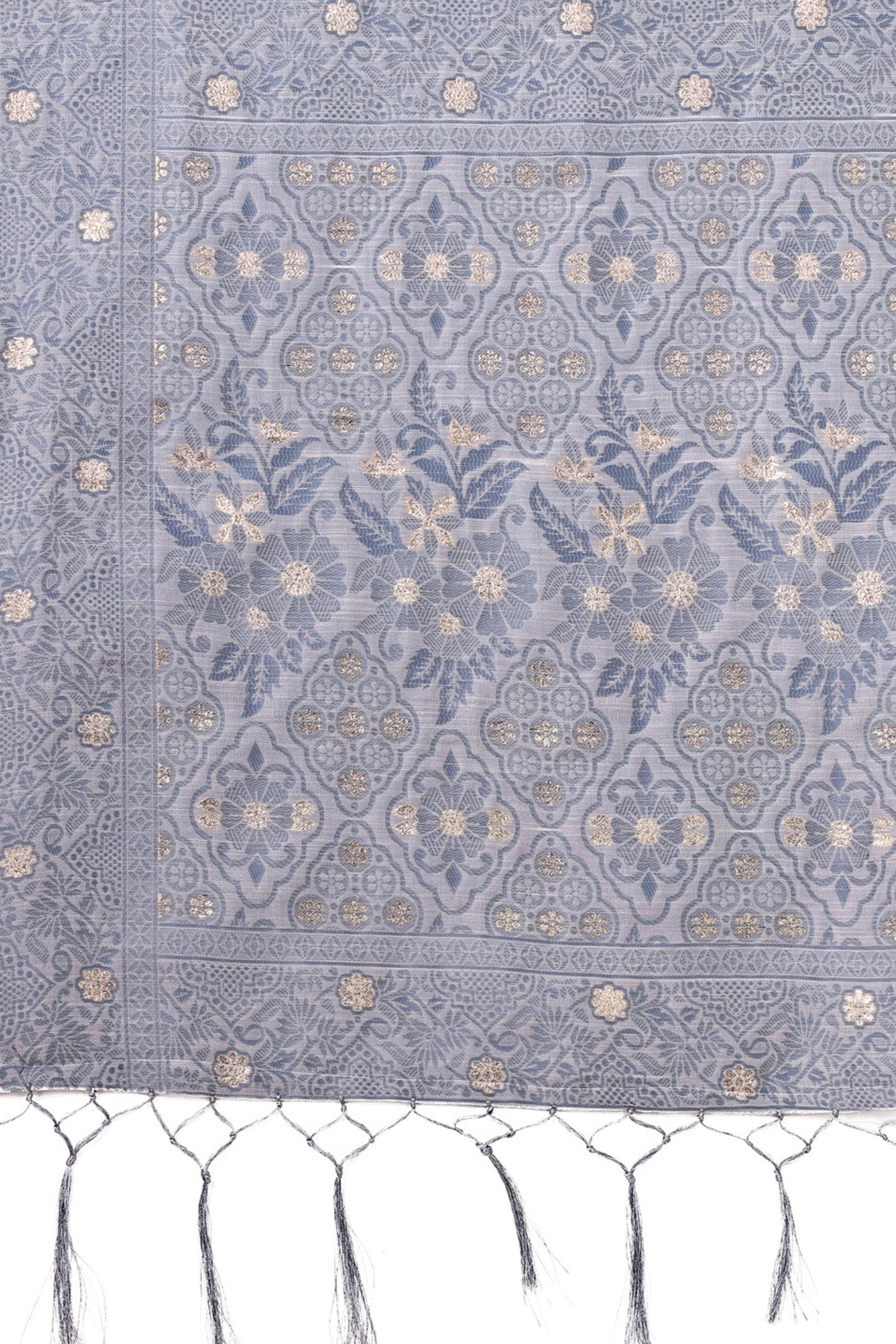 Buy MySilkLove Iron Grey Woven Cotton Saree Online