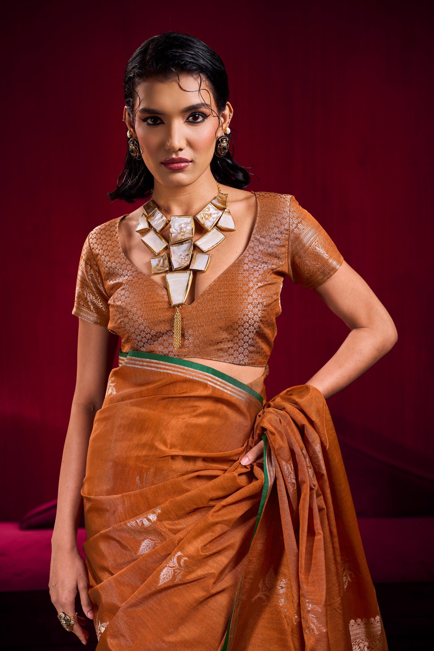 Buy MySilkLove Pumpkin Orange Handloom Satin Soft Silk Saree Online