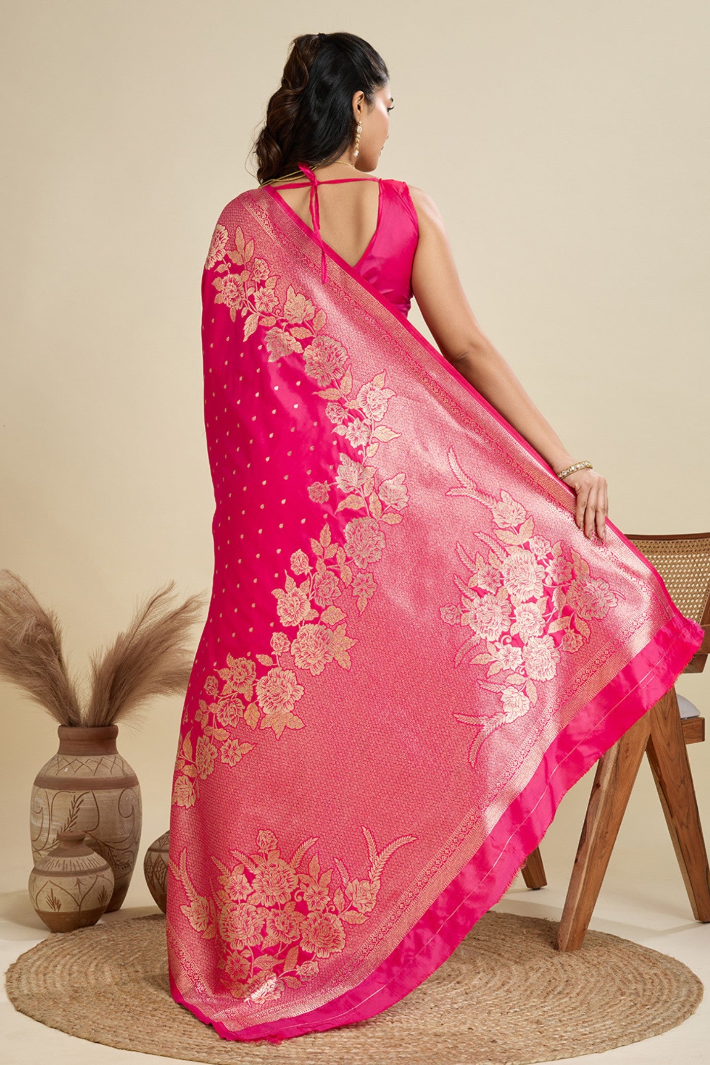 Buy MySilkLove Dewberry Pink Zari Woven Soft Kanjivaram Saree Online