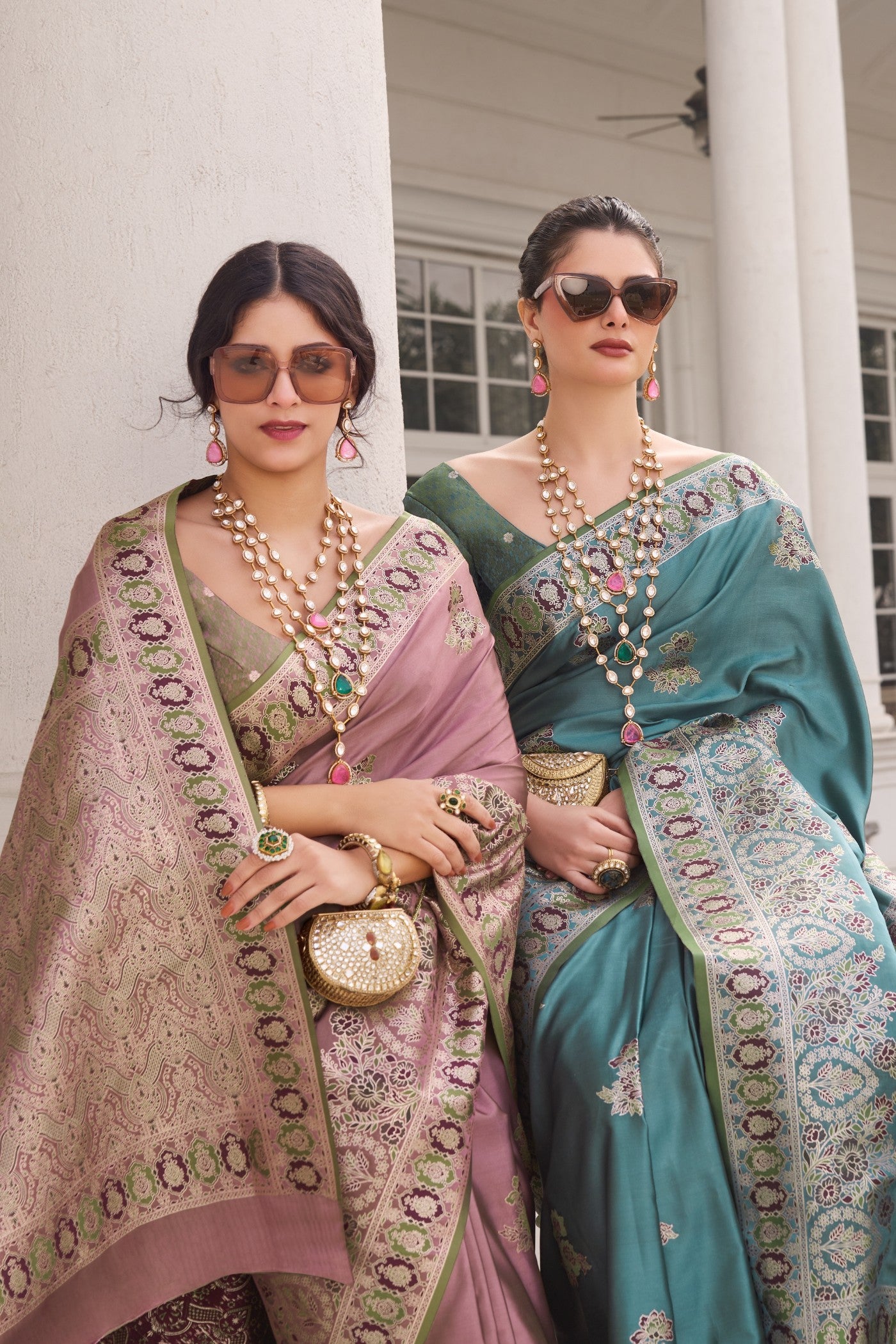 Buy MySilkLove Mauvelous Pink Woven Banarasi Saree Online