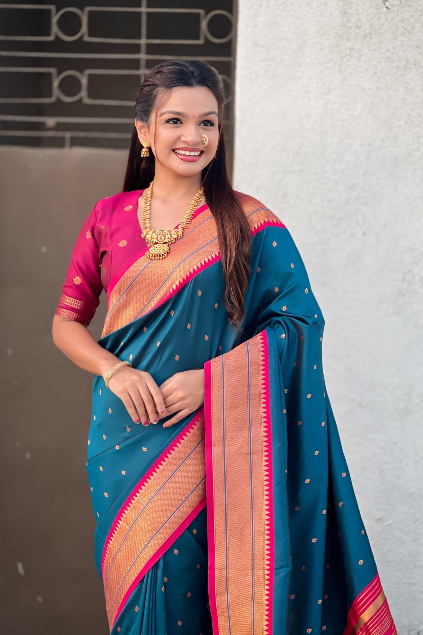 Buy MySilkLove B'dazzled Blue Zari Woven Paithani Saree Online