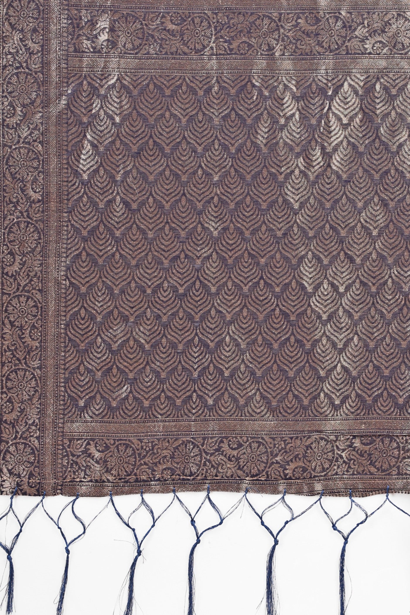 Buy MySilkLove Cement Grey Woven Cotton Saree Online