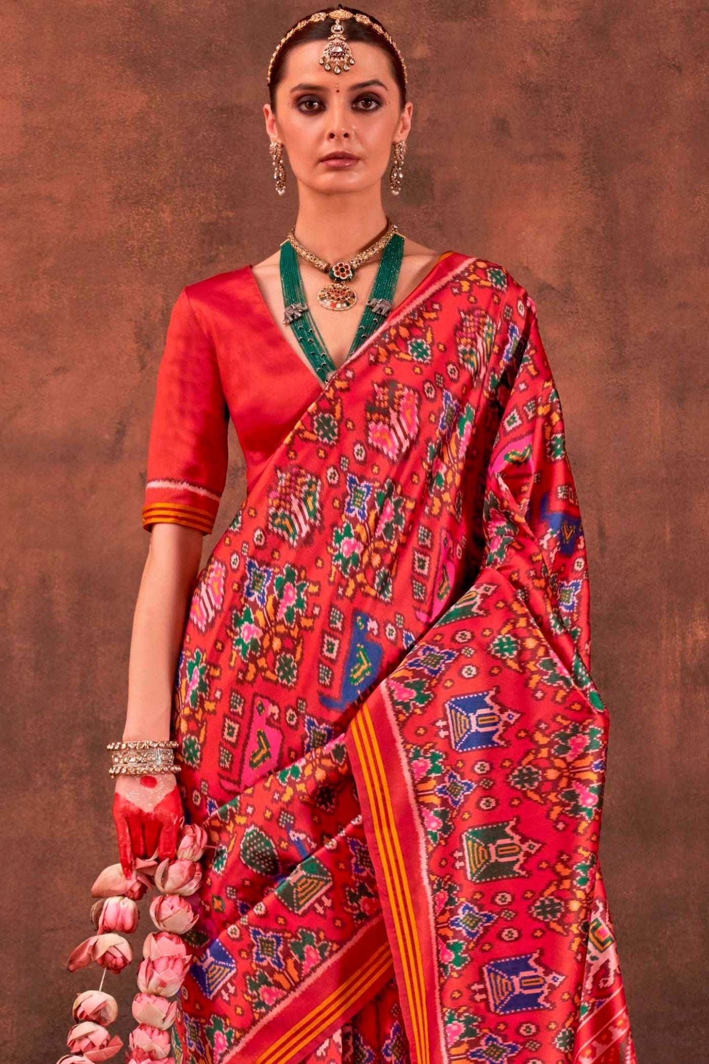 Buy MySilkLove Ruby Red Printed Patola Saree Online