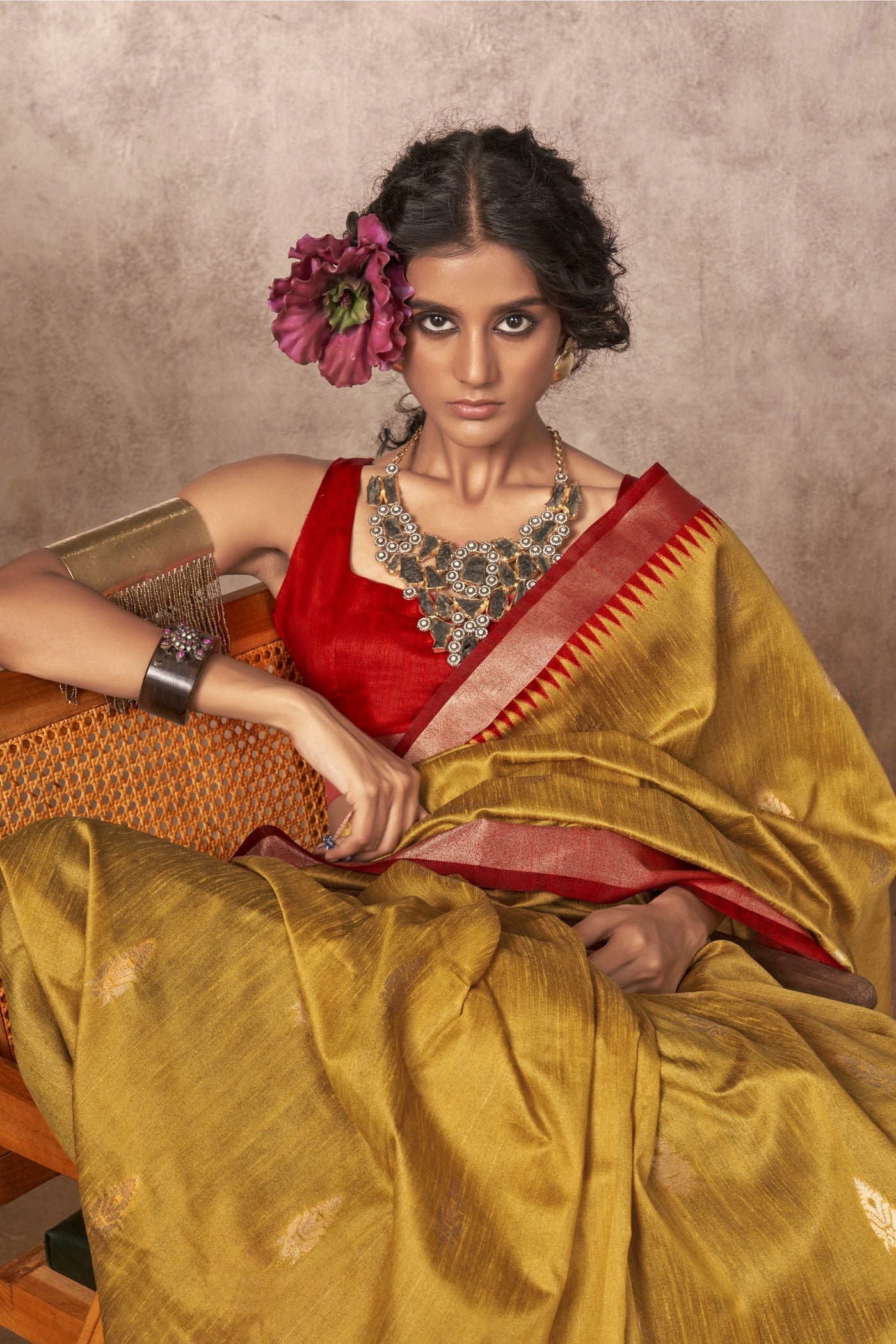 Buy MySilkLove Allamanda Yellow Bhagalpuri Handloom Saree Online