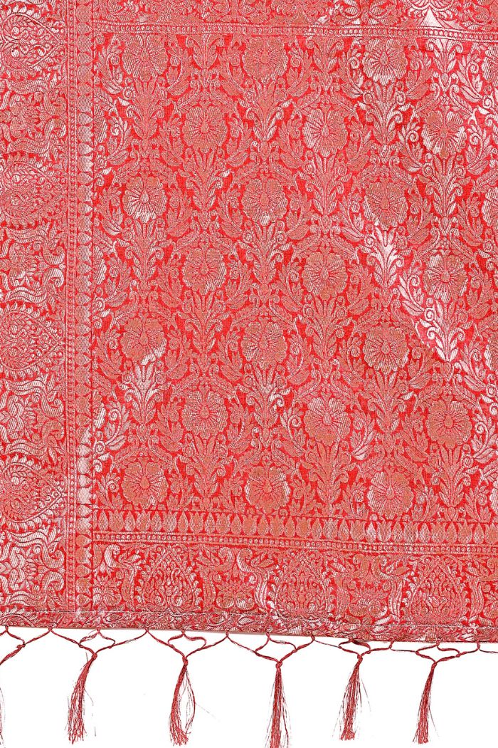 Buy MySilkLove Tropical Peach Linen Cotton Saree Online