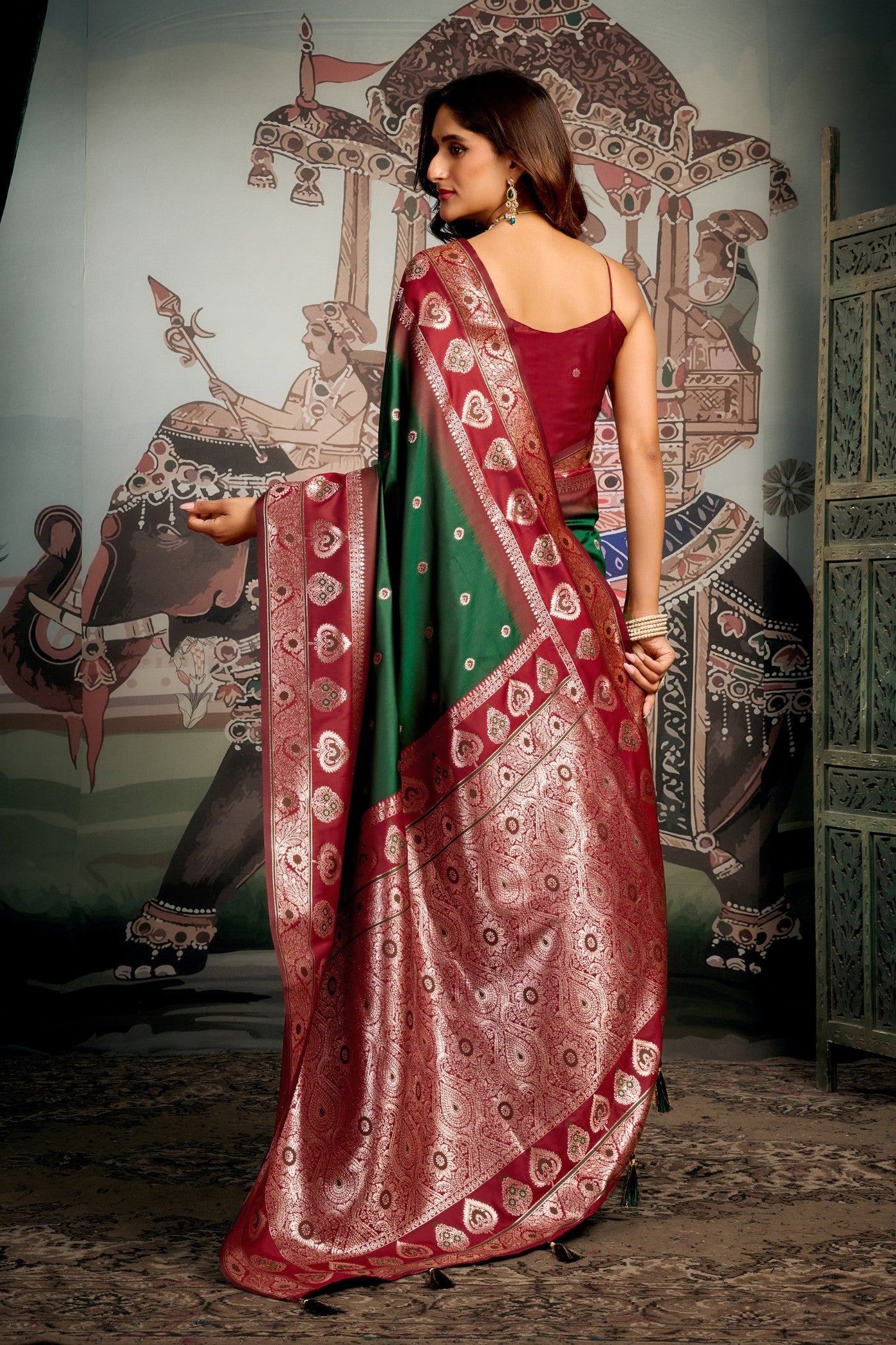 Buy MySilkLove Harlequin Green Banarasi Soft Silk Saree Online
