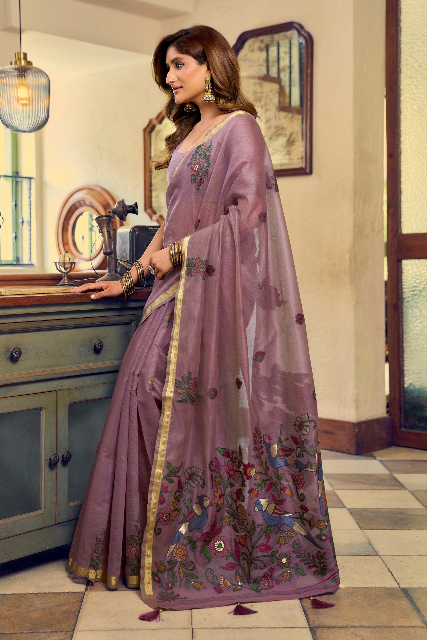Buy MySilkLove Mauve Purple Cotton Silk Saree Online