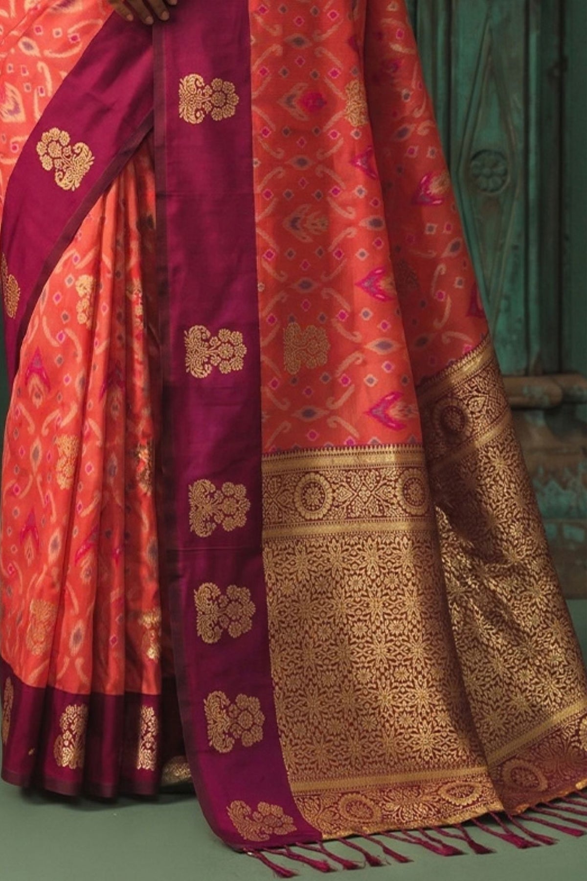 Buy MySilkLove Cranberry Red Woven Banarasi Silk Saree Online