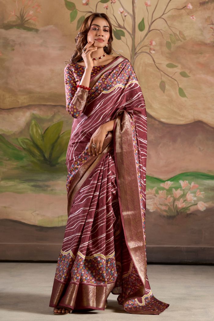 Buy MySilkLove Mulberry Maroon Woven Dola Silk Saree Online
