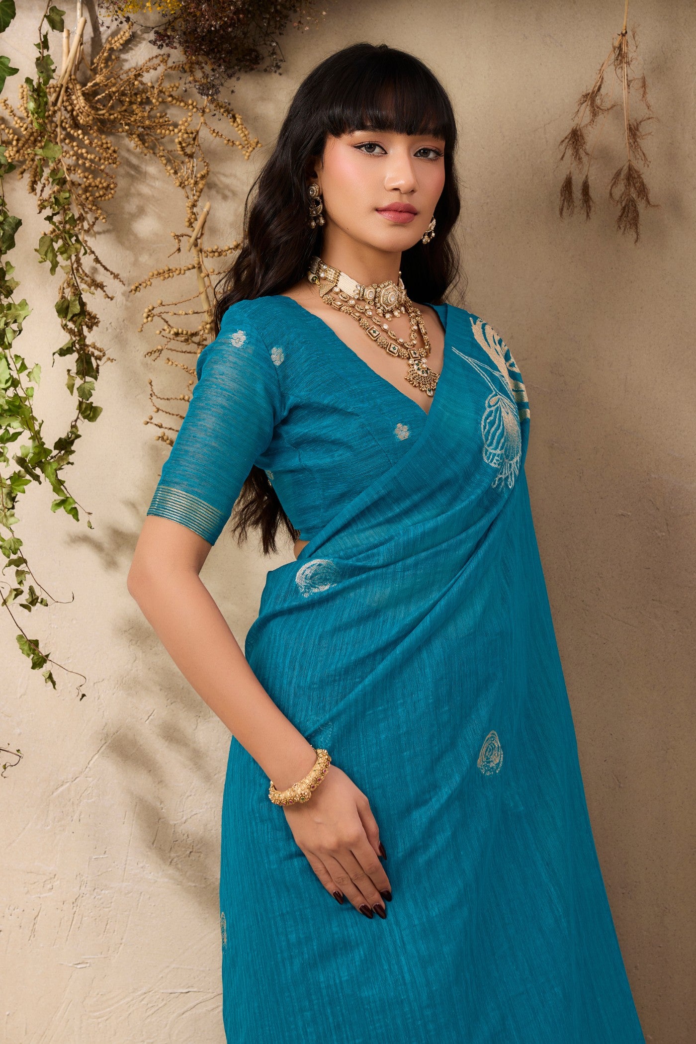 MySilkLove Periwinkle Blue Munga Handloom Cotton Saree