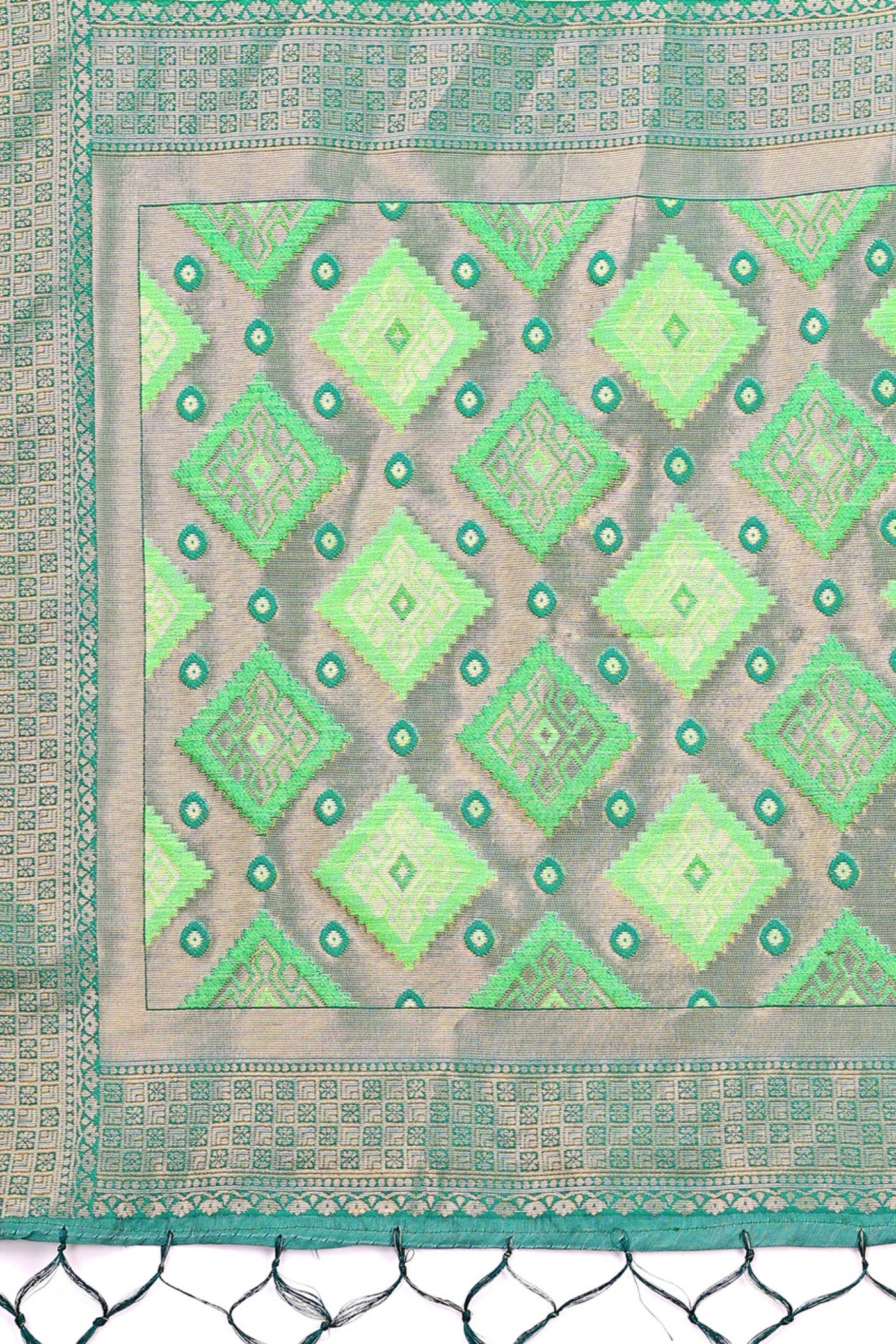 Buy MySilkLove Warm Green Woven Linen Cotton Saree Online
