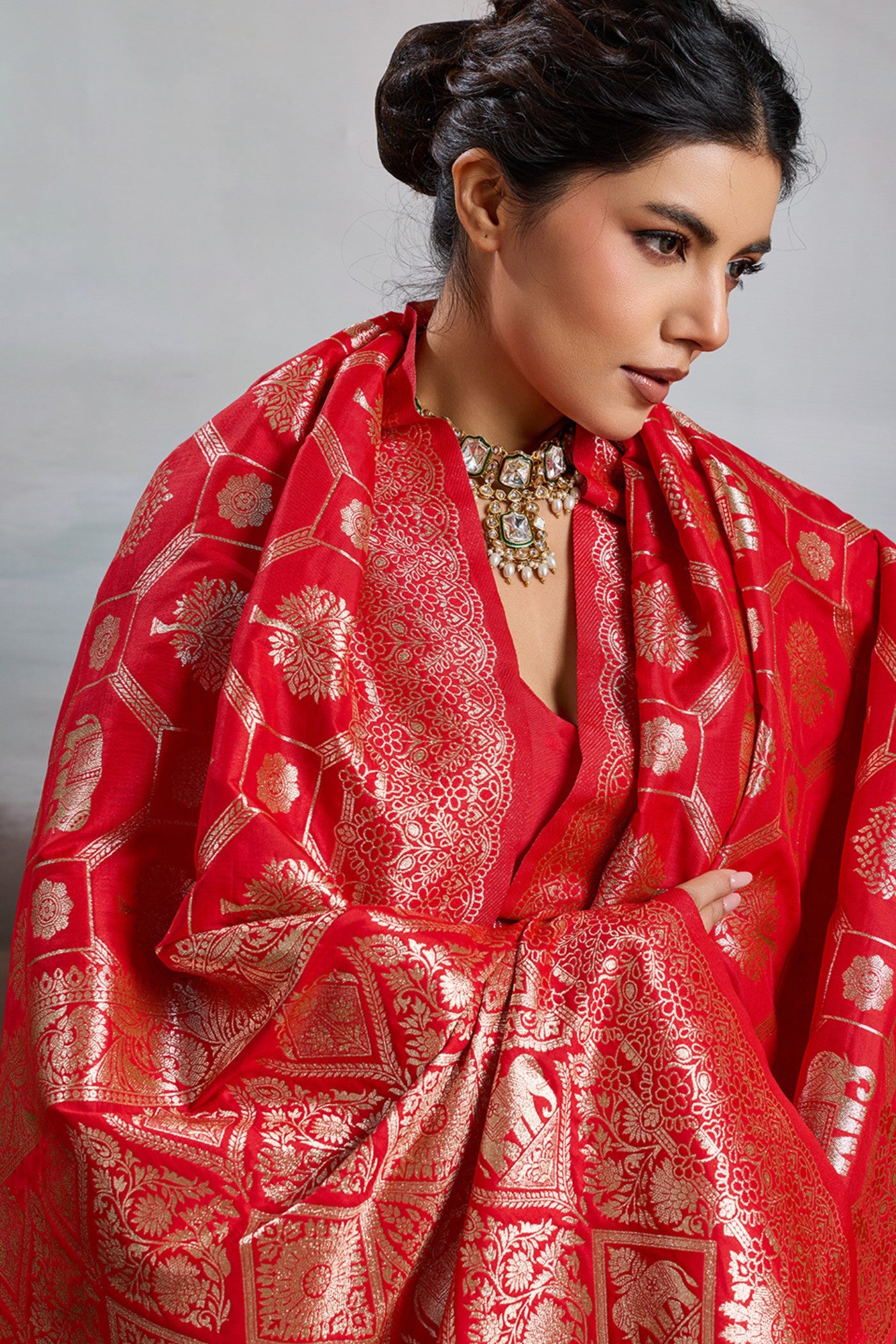 MySilkLove Cardinal Red Woven Banarasi Soft Silk Saree