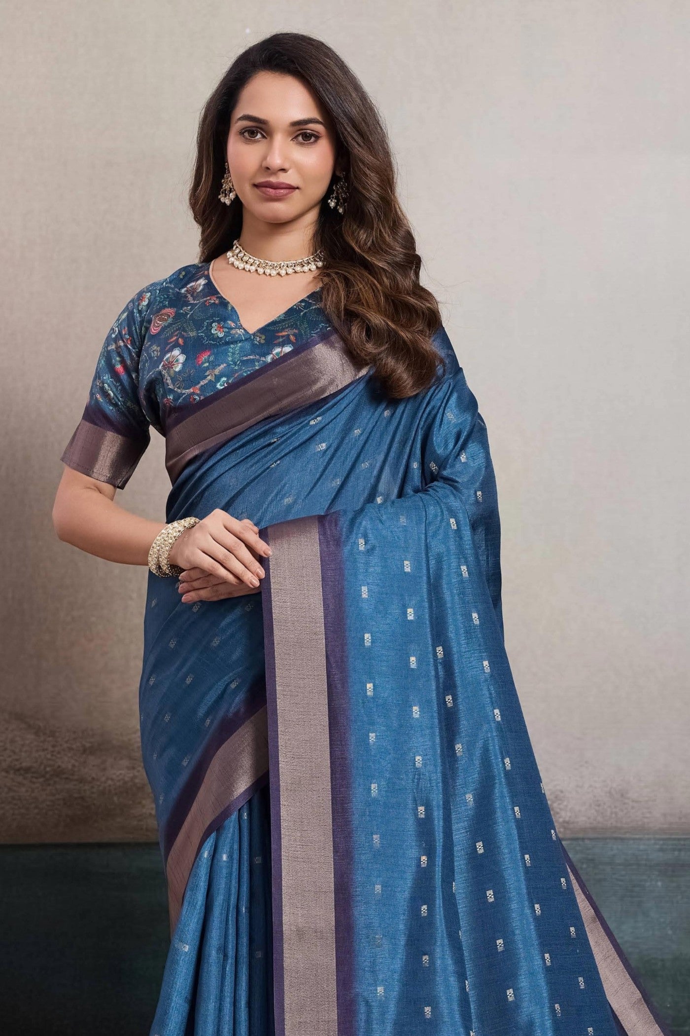 Buy MySilkLove Savoy Blue Digital Printed Saree Online