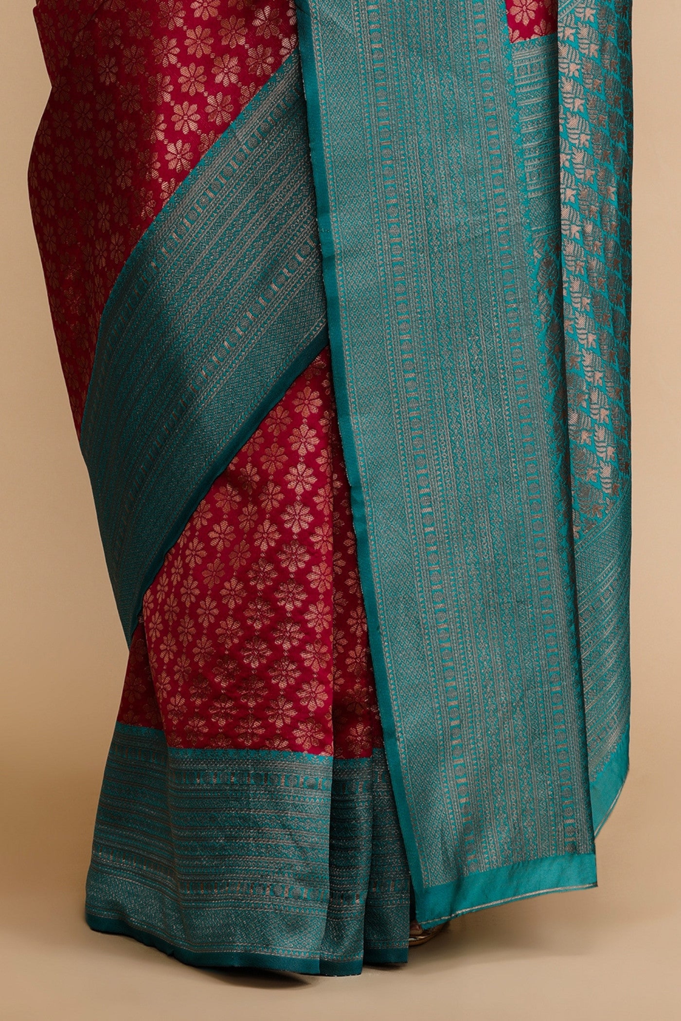 Buy MySilkLove Deep Chestnut Maroon Woven Jacquard Lichi Silk Saree Online