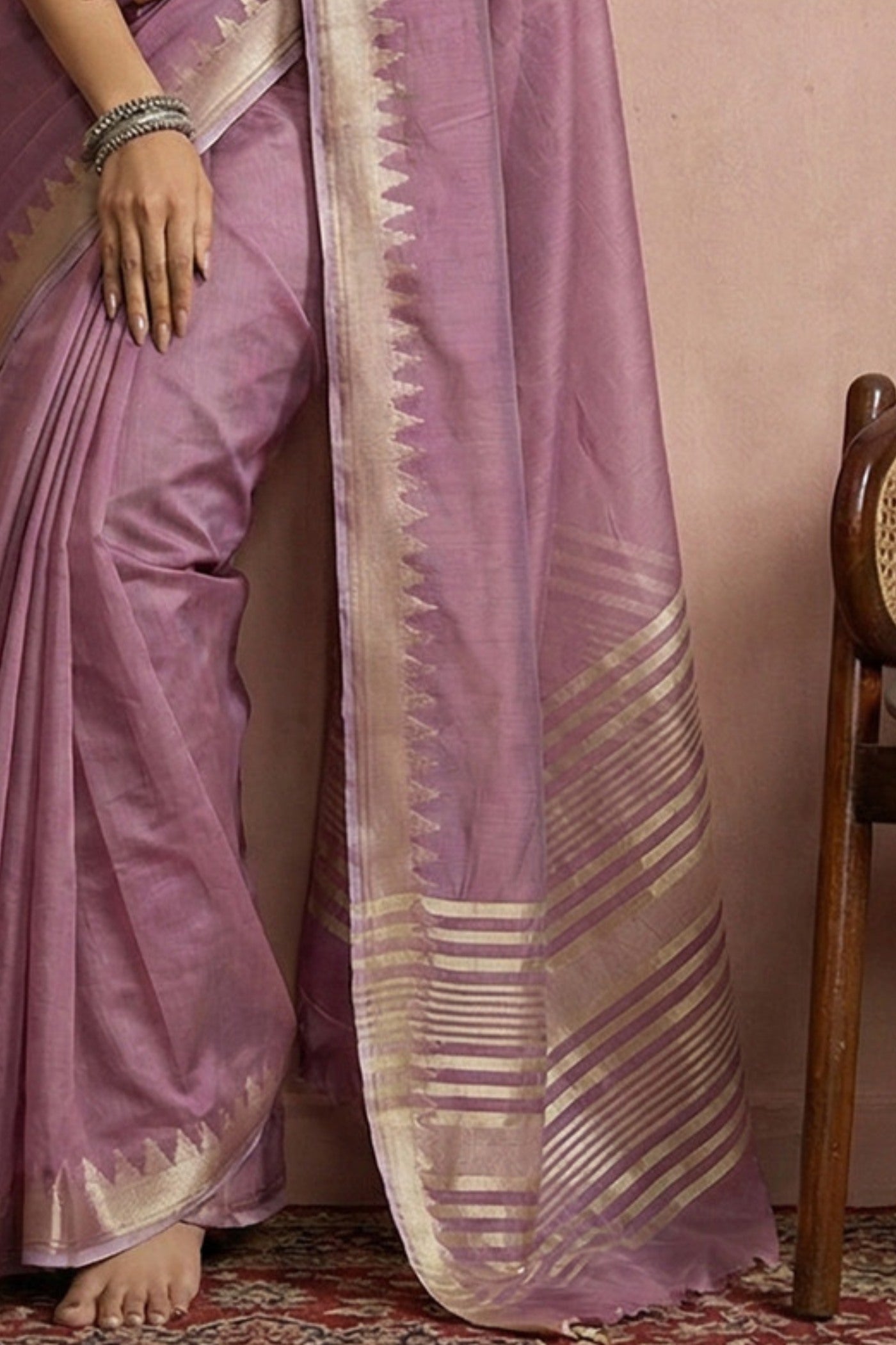 Buy MySilkLove Fulvous Purple Woven Banarasi Soft Silk Saree Online