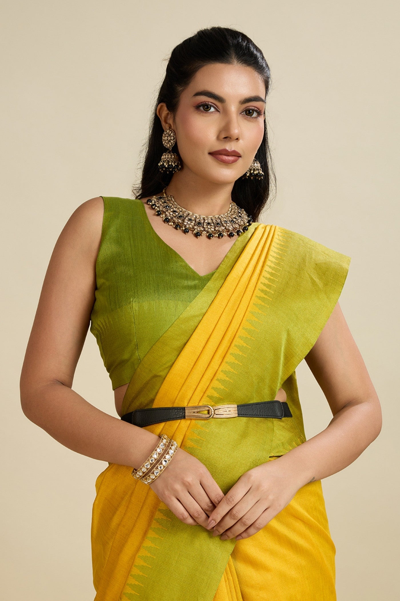MySilkLove Sun Flower Yellow Woven Raw Silk Saree