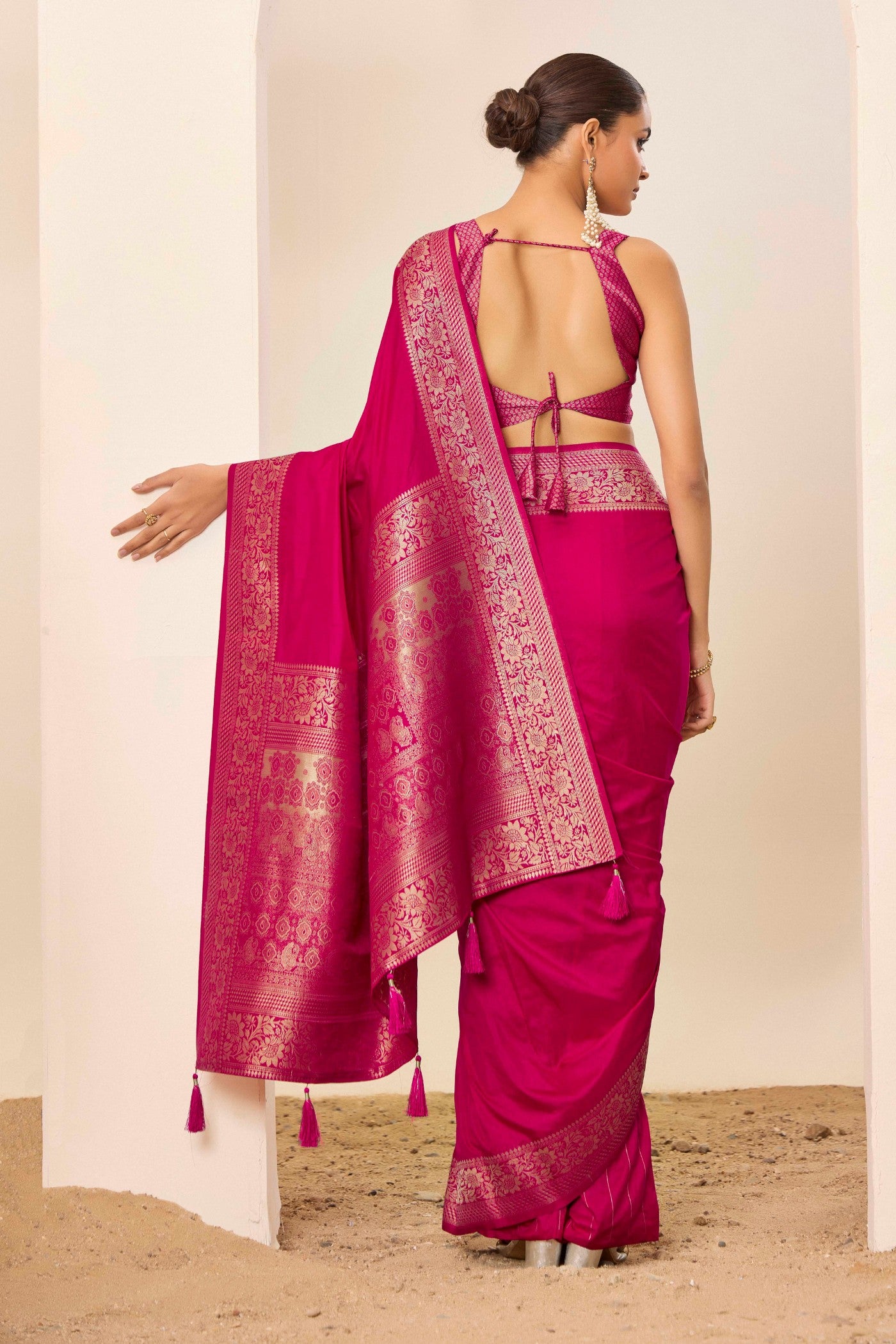 Buy MySilkLove Blush Pink Woven Dola Silk Saree Online