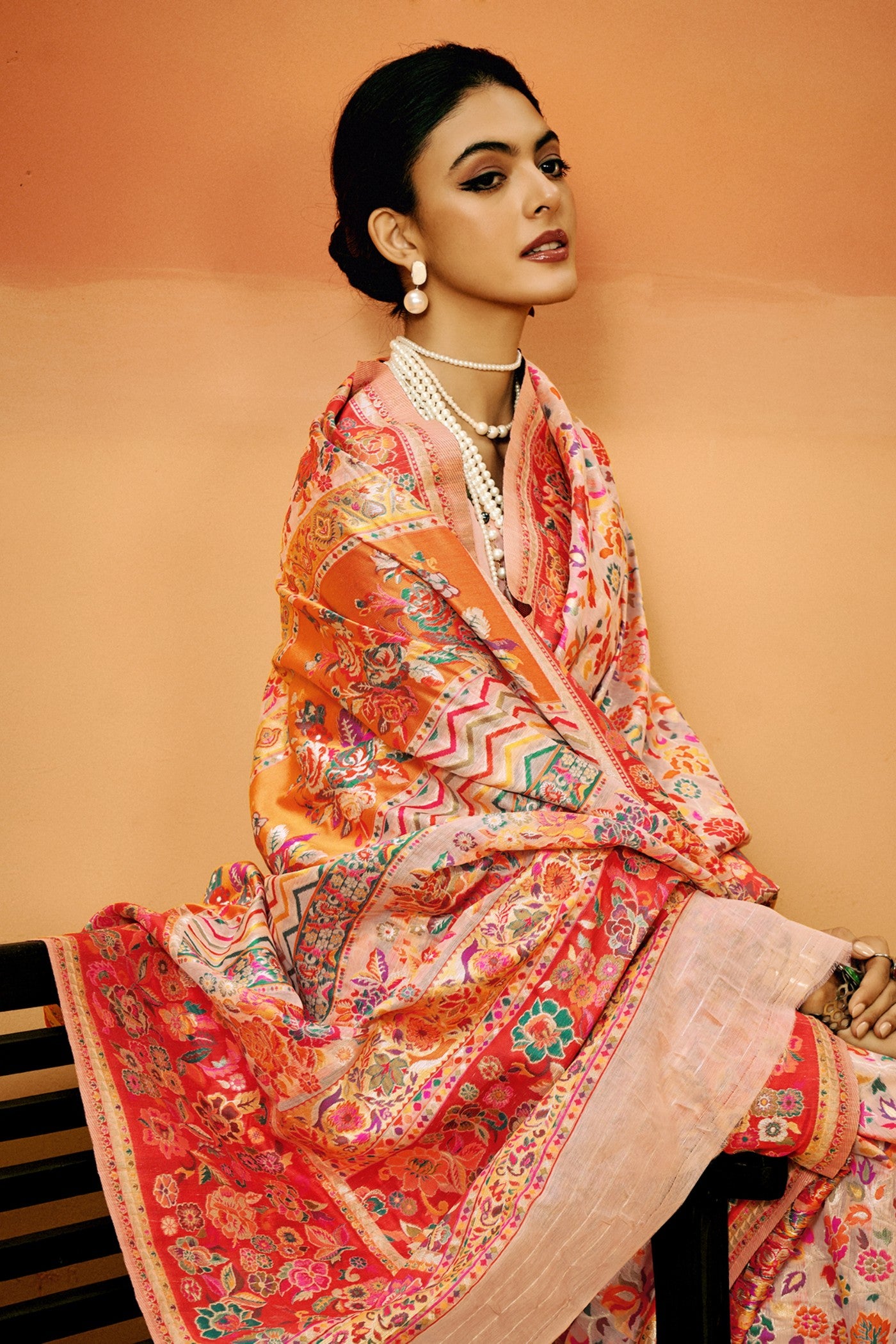 Buy MySilkLove Baby Pink Kashmiri Handloom Jamewar Saree Online