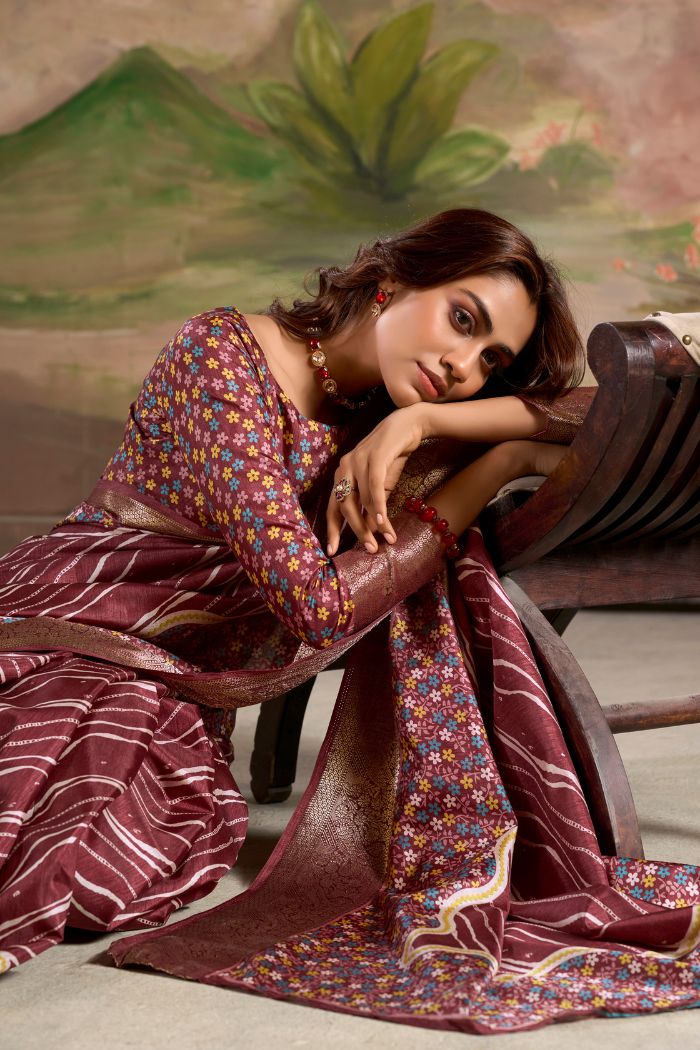 Buy MySilkLove Mulberry Maroon Woven Dola Silk Saree Online