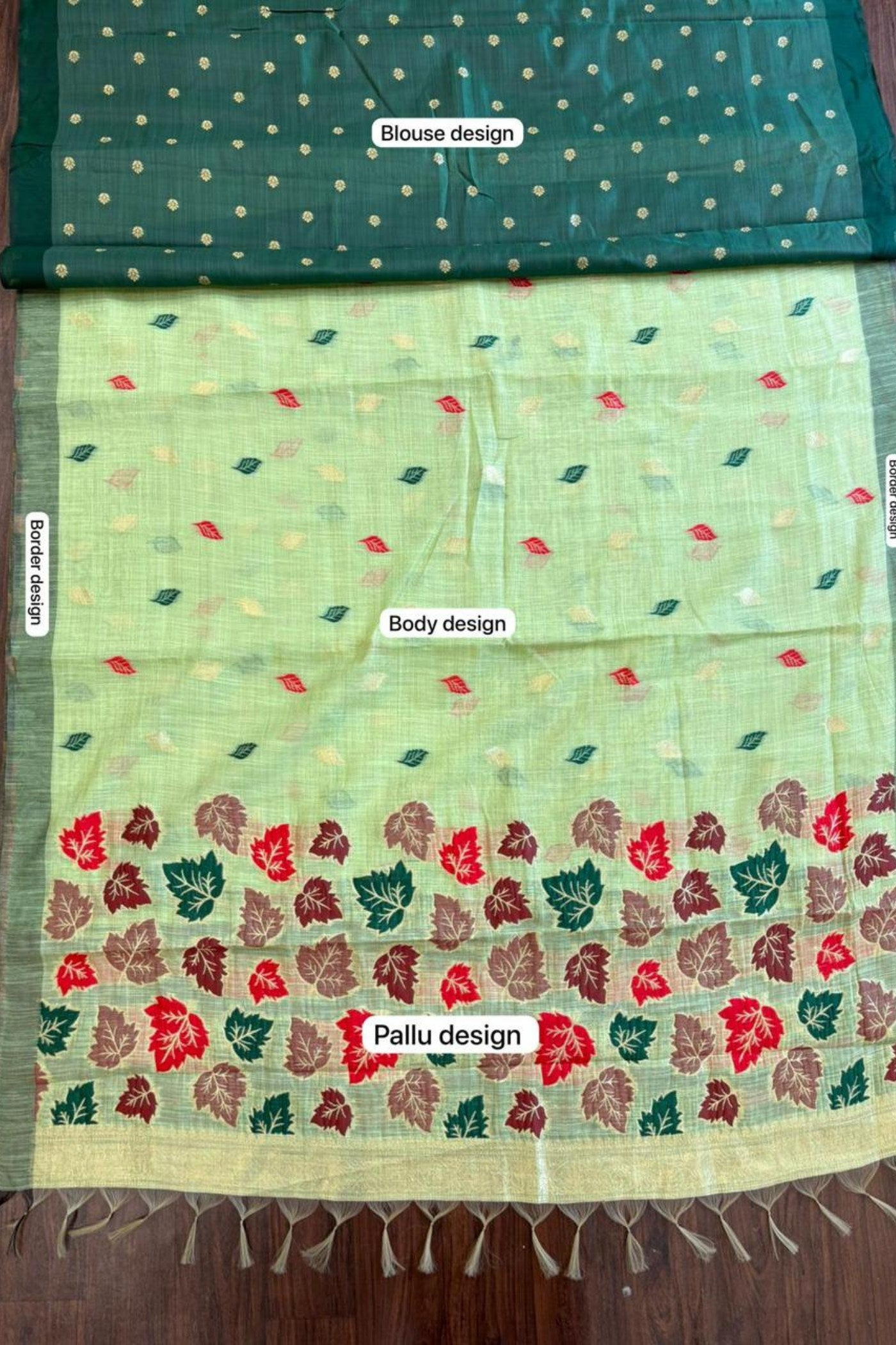 Buy MySilkLove Pistachio Green Woven Linen Saree Online