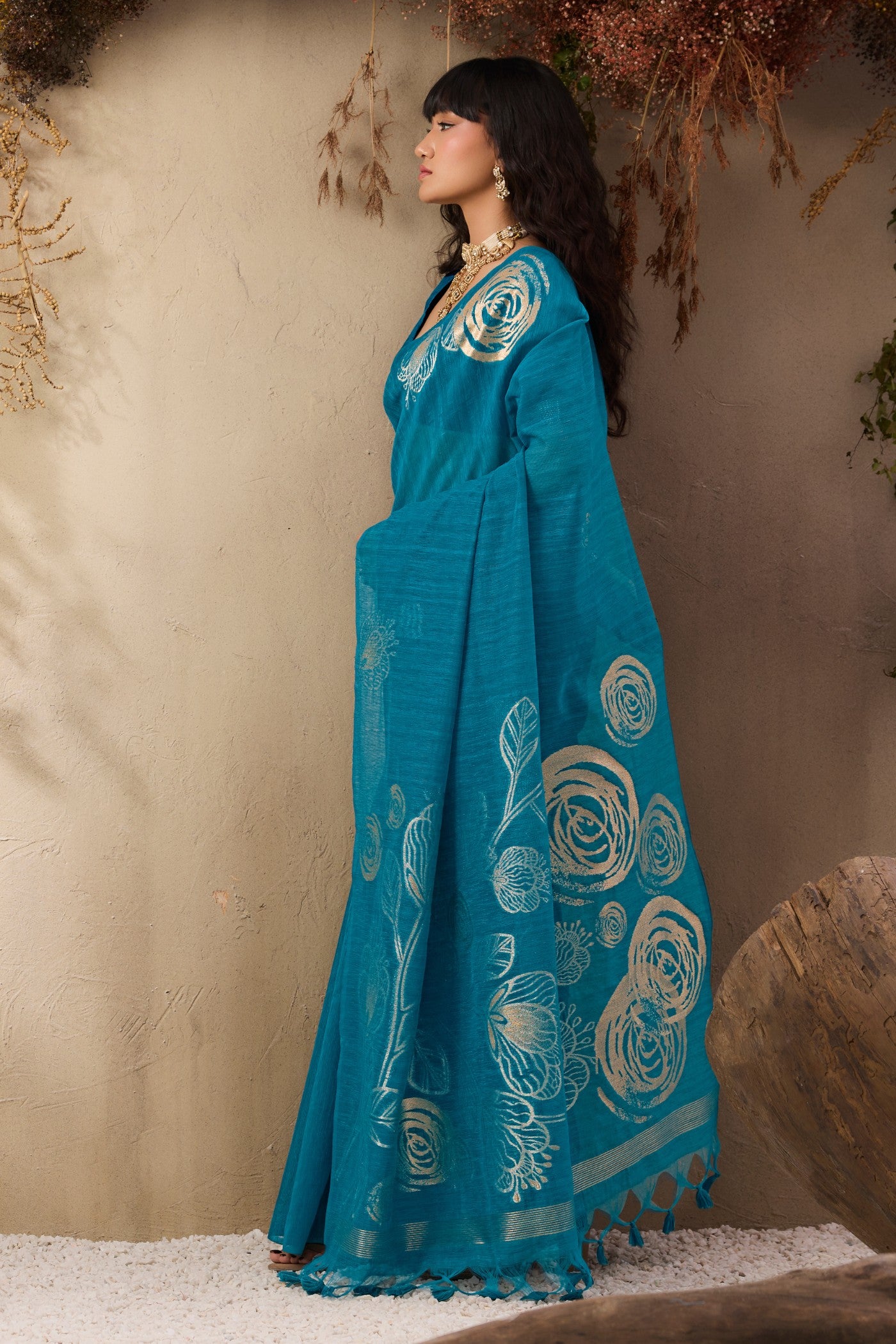 Buy MySilkLove Periwinkle Blue Munga Handloom Cotton Saree Online