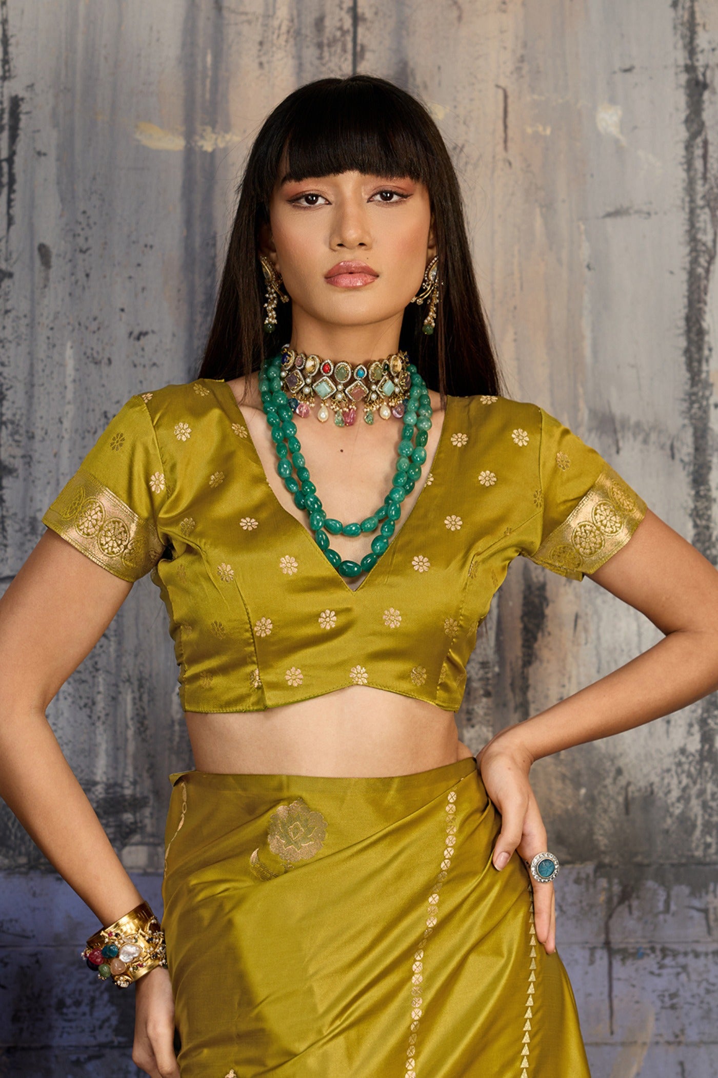 Buy MySilkLove Lime Green Handloom Satin Silk Saree Online