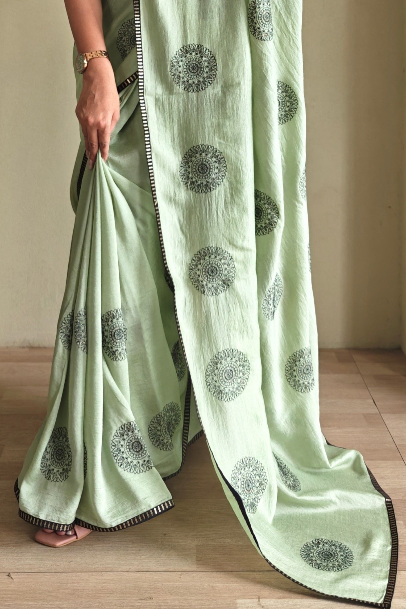 Buy MySilkLove Olive Green Printed Silk Saree Online