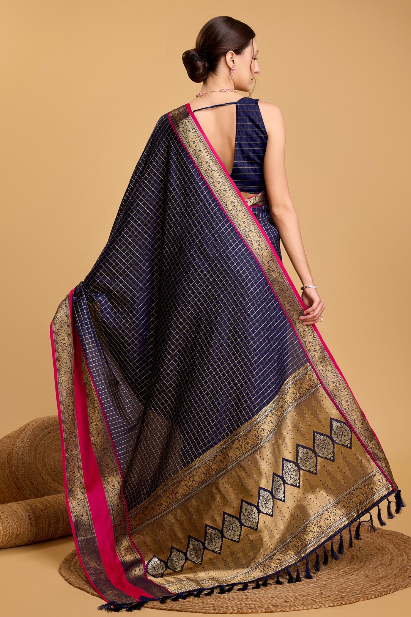 Buy MySilkLove Oxford Blue Zari Woven Banarasi Saree Online