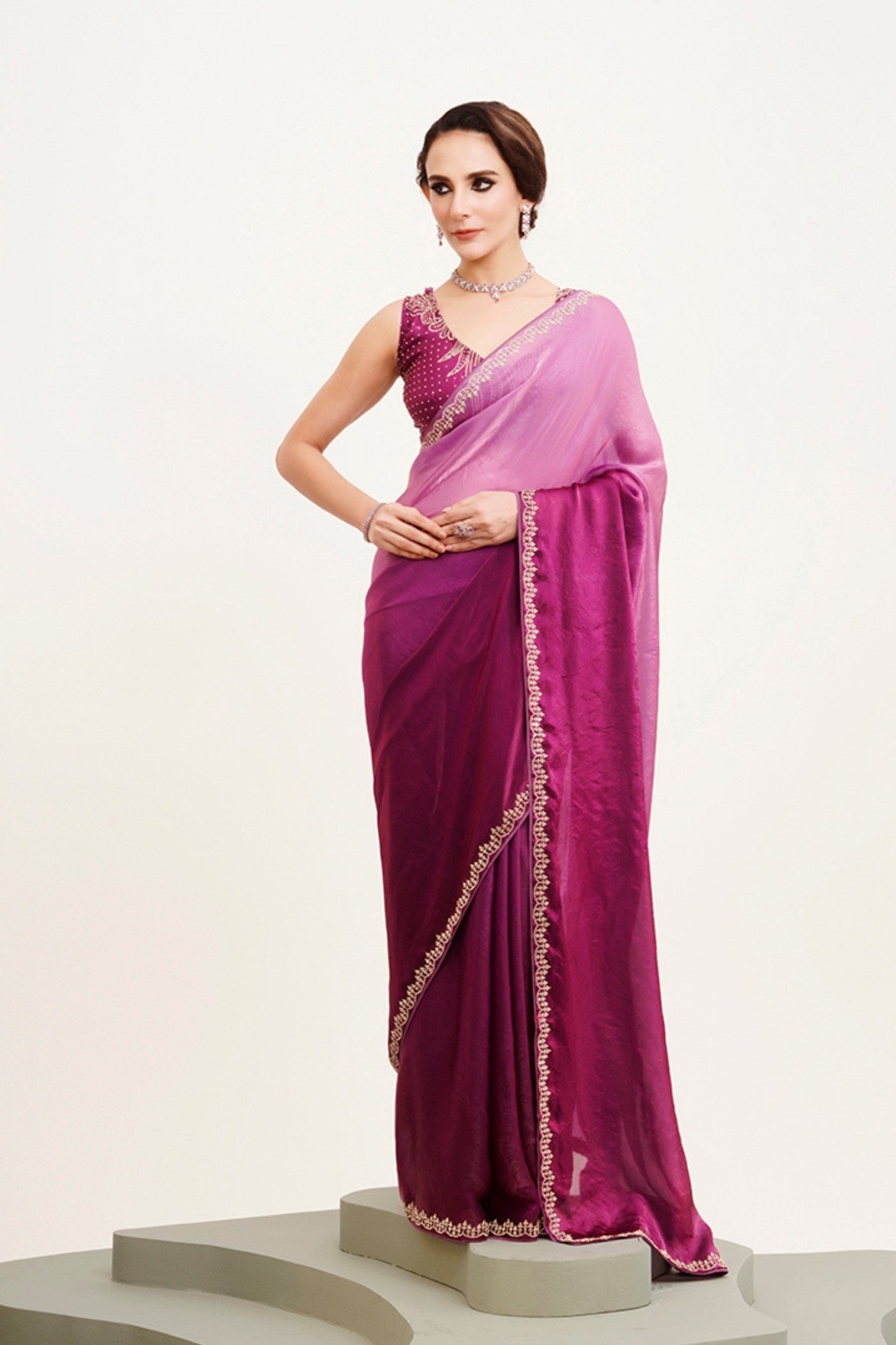 Buy MySilkLove Bush Pink Satin Partywear Saree Online